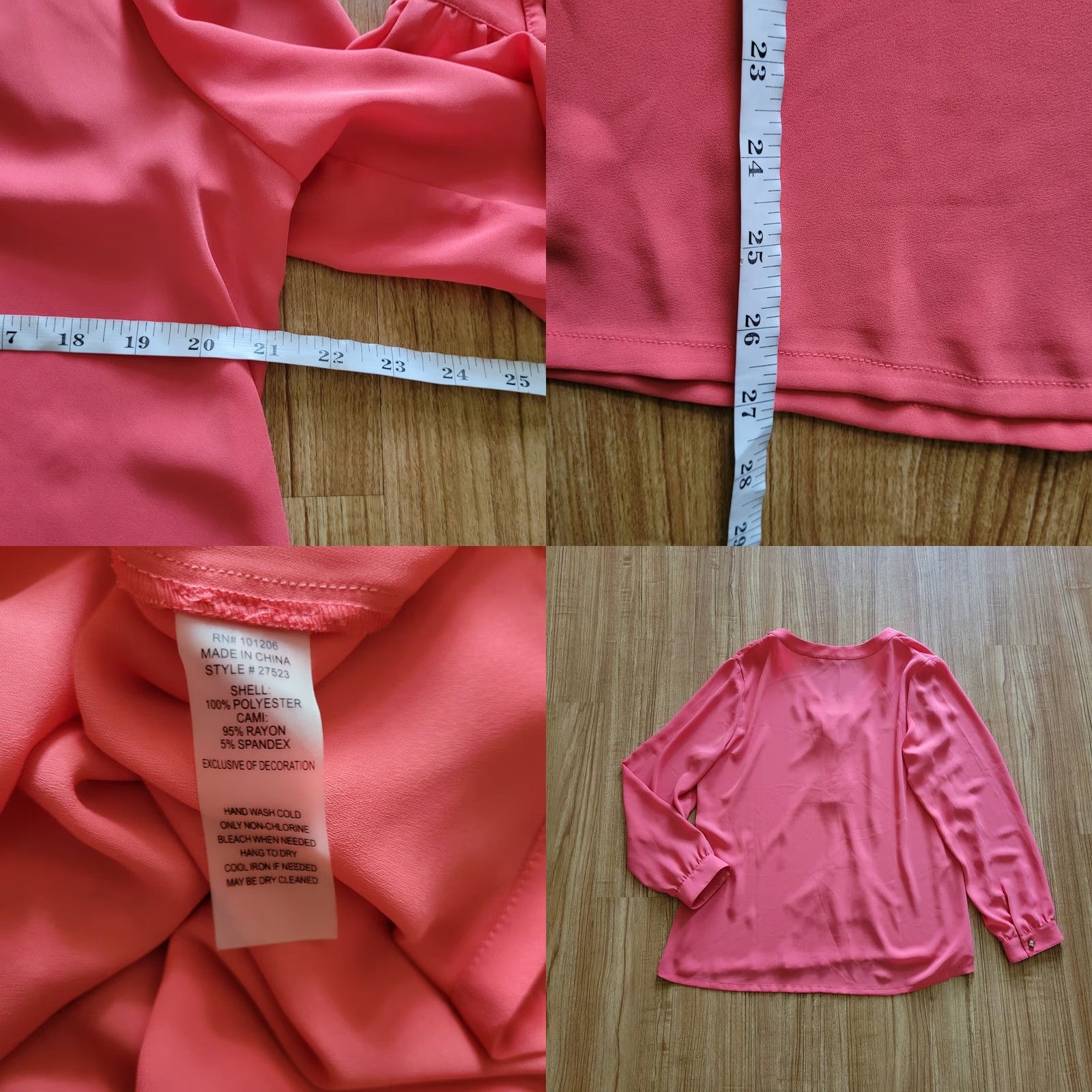 Soft Surroundings Soft Surroundings Shirt Womens L Orange Coral V-Neck Tie Tassels Long Sleeve Blouse Mens? Ladies? Size L / US 10 / IT 46 - 8 Thumbnail