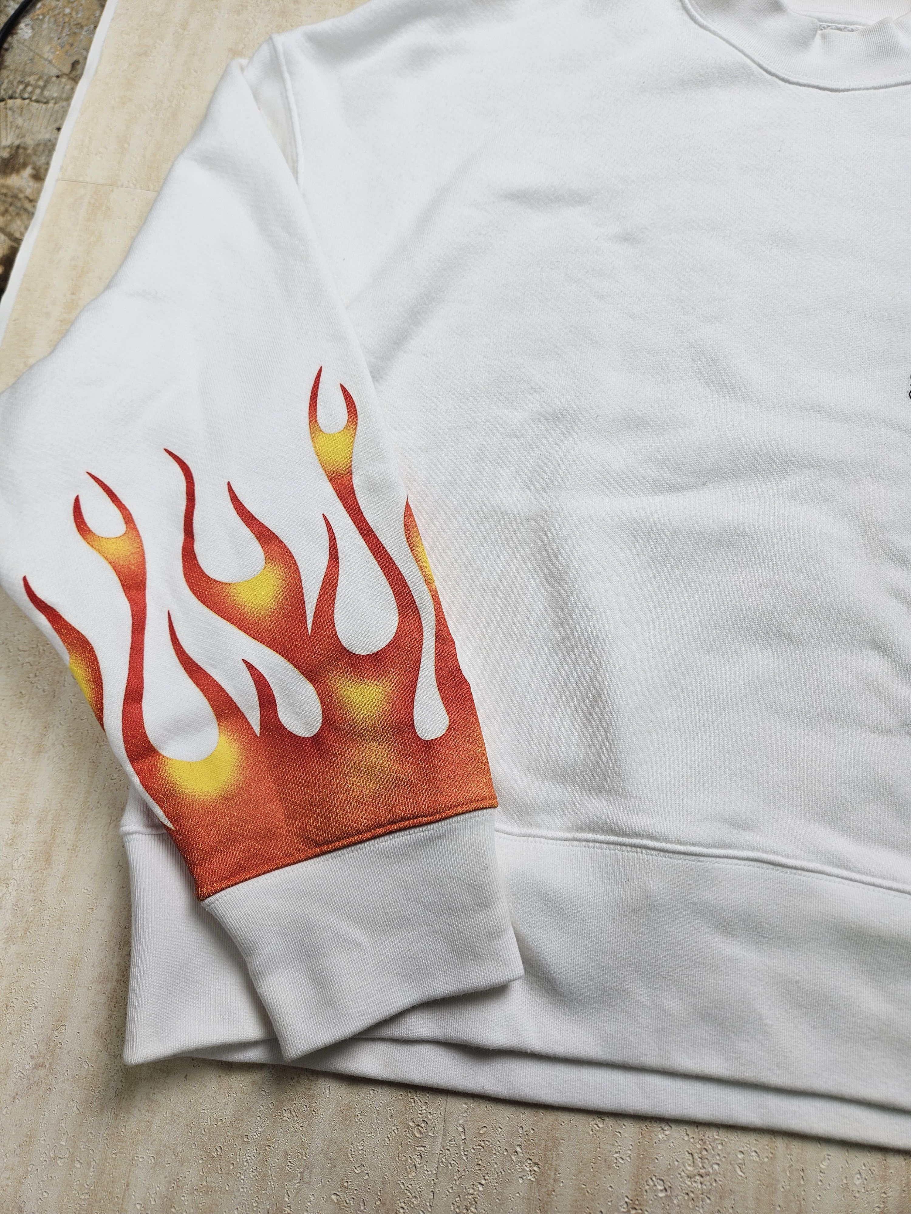Palm Angels Palm Angels White Fire Starter Round Neck Sweatshirt Size US M / EU 48-50 / 2 - 6 Thumbnail