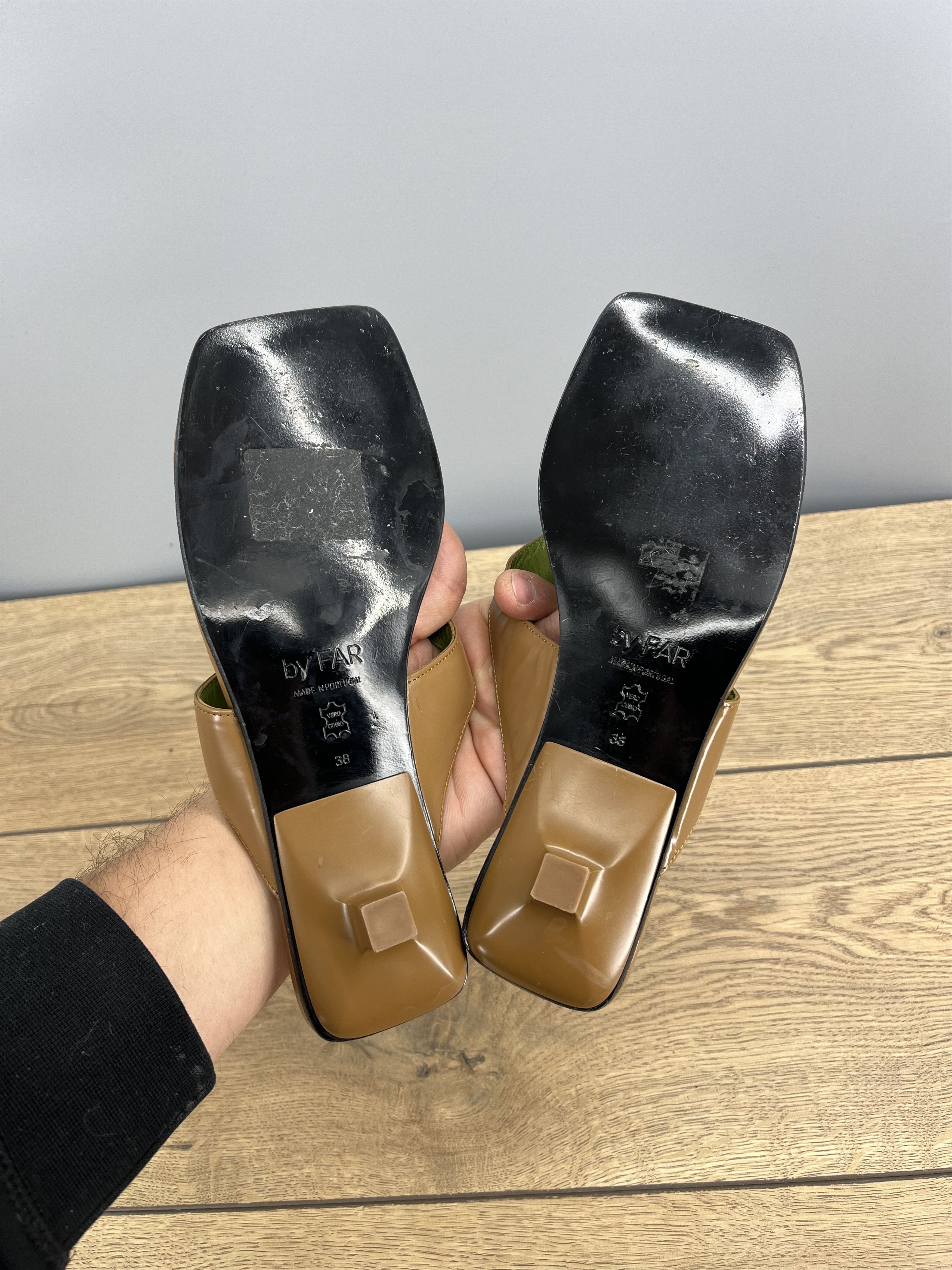 By Far By Far Brown Leather Thong Sandals Square Toe Size US 7.5 / IT 37.5 - 6 Thumbnail