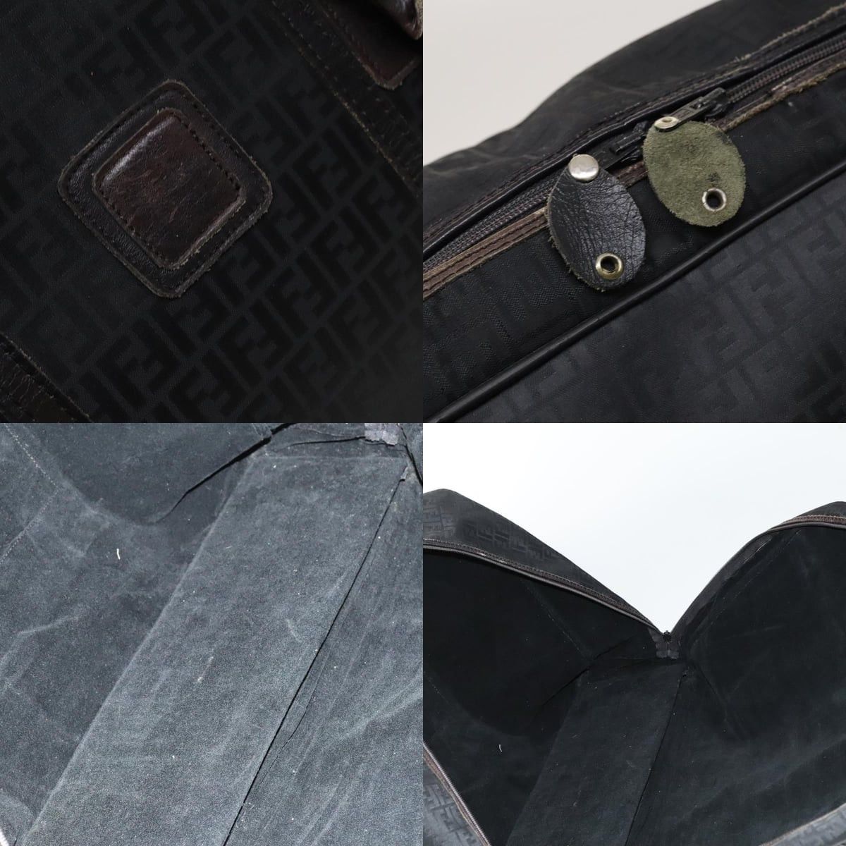 Fendi FENDI Zucchino Canvas Boston Bag Silver Black Size ONE SIZE - 11 Thumbnail