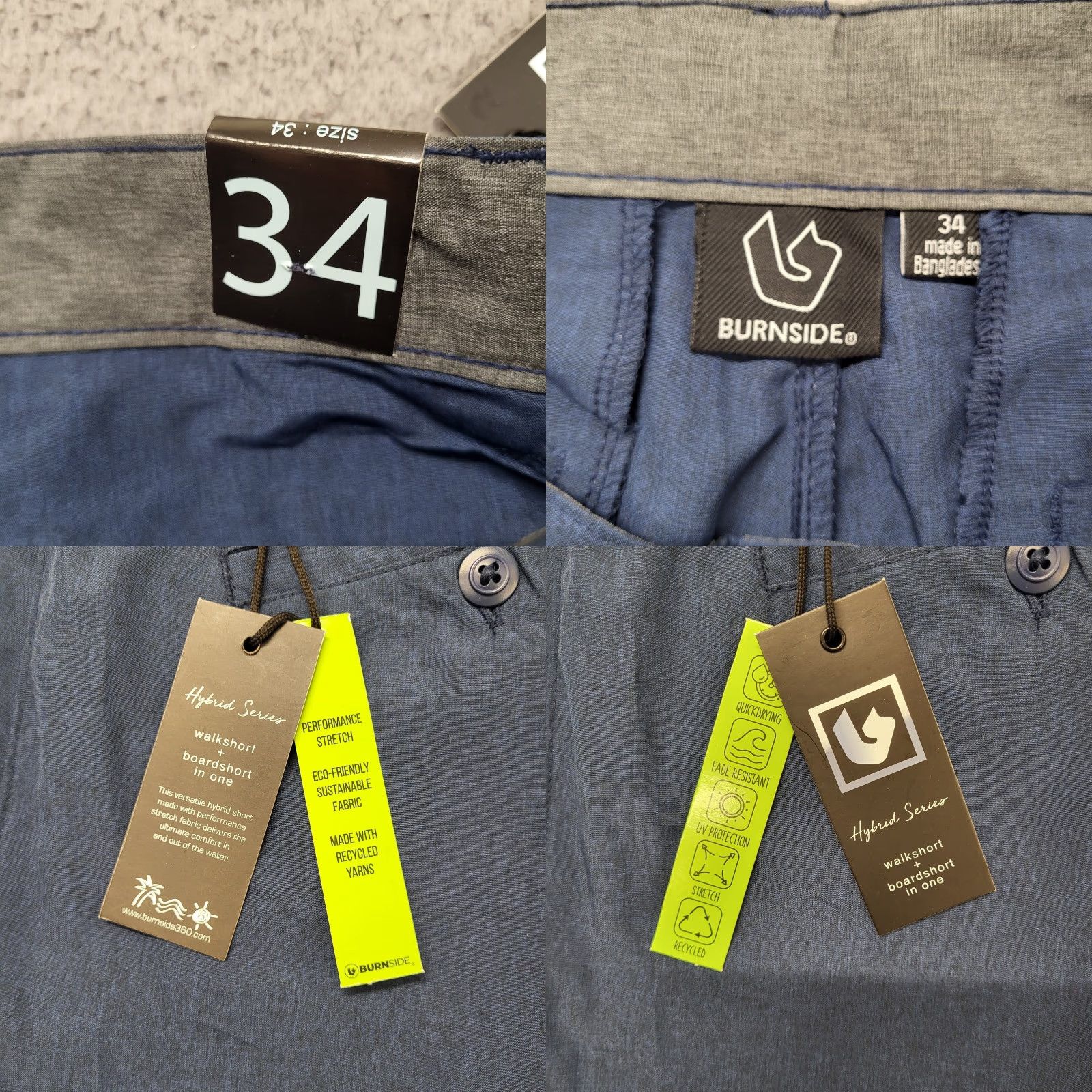 Burnside Burnside Shorts Mens 34 Land+Sea Hybrid Blue UV Stretch Quick Dry NEW Size US 34 / EU 50 - 8 Thumbnail