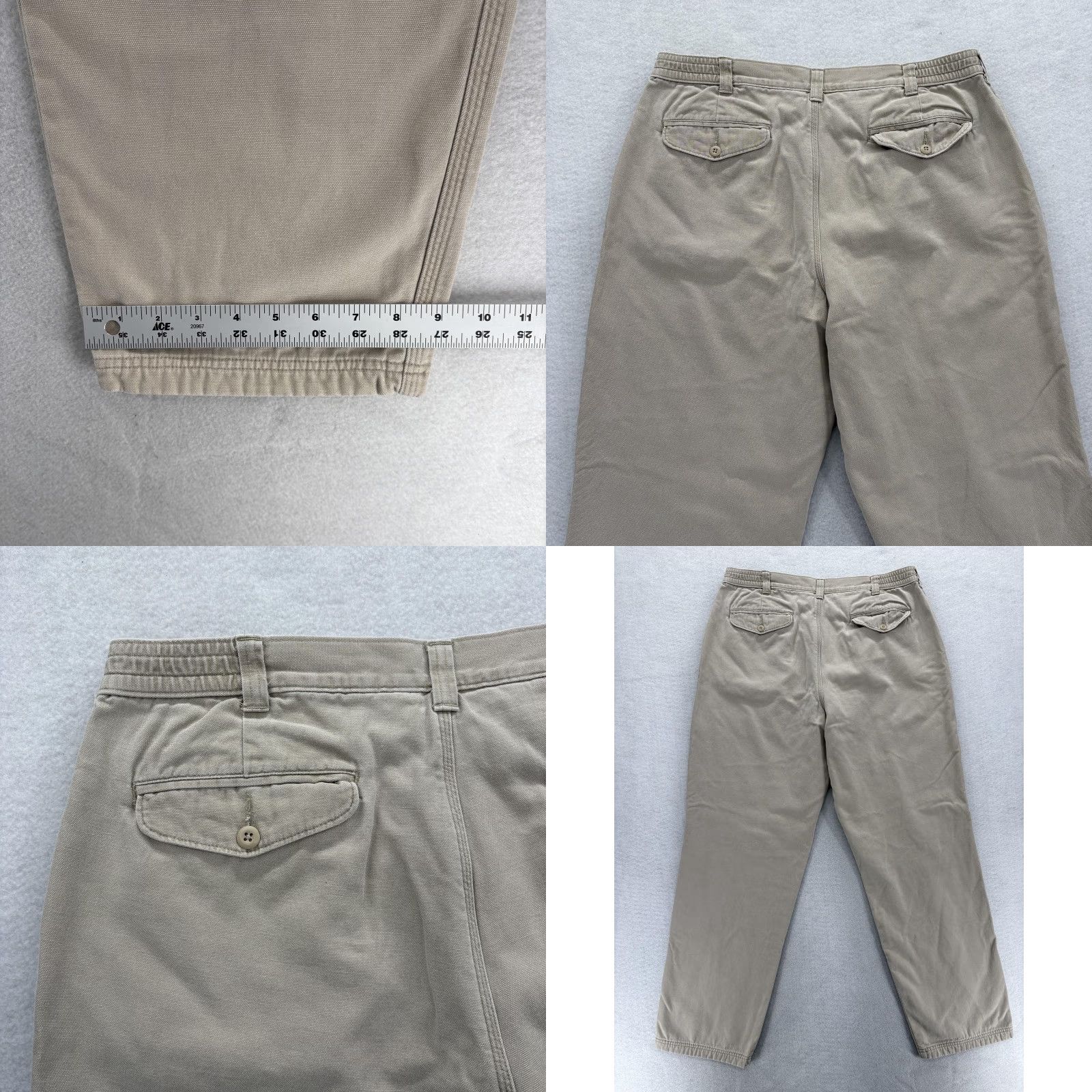Vintage VINTAGE L L Bean Pants Mens 38x34 Beige Flannel Lined Pleated Chinos Chore Work Size US 38 / EU 54 - 9 Thumbnail