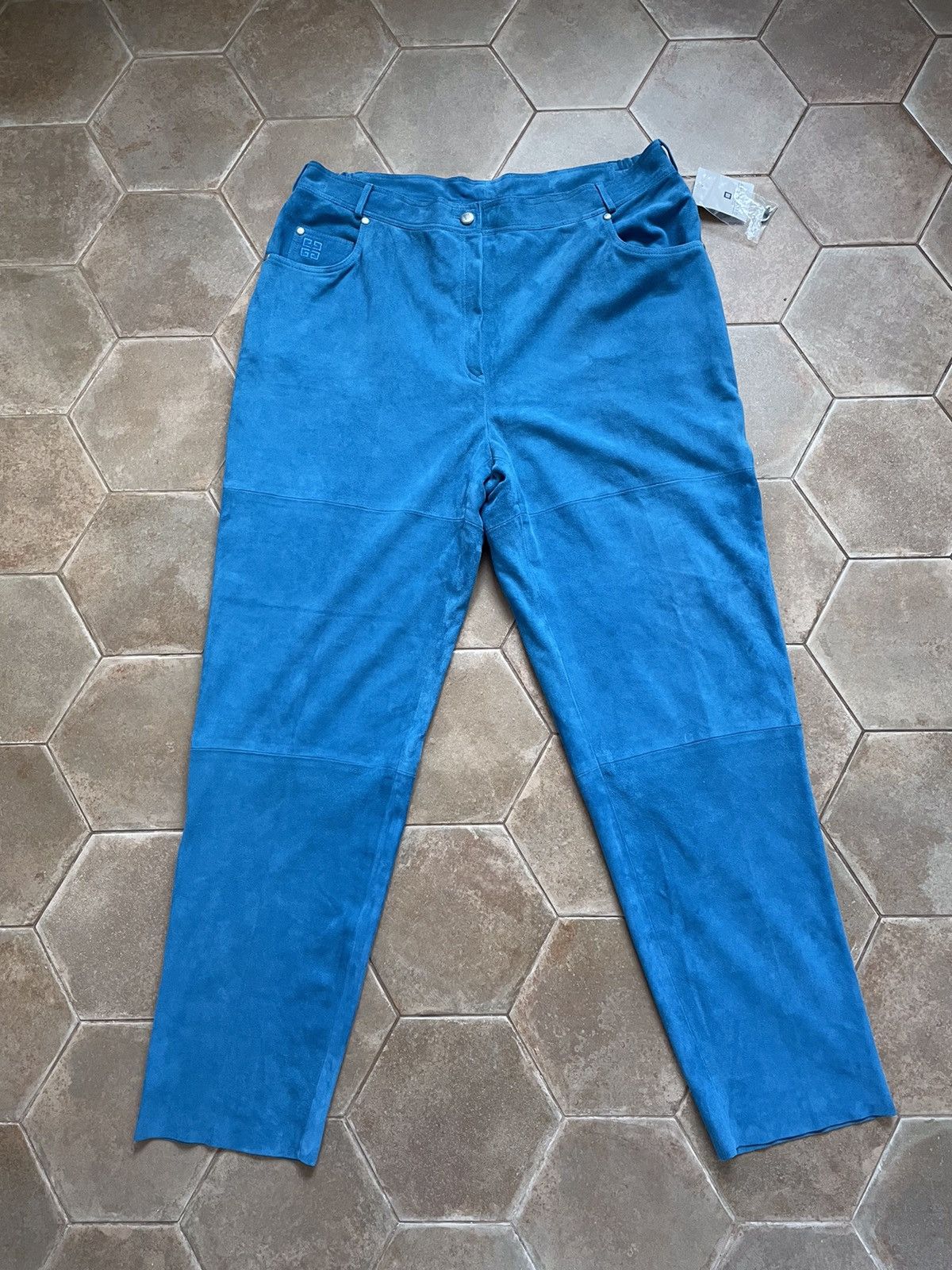 Image of Archival Clothing x Givenchy Vintage Givenchy Alexander Mcqueen Suede Velour Pants in Blue (Size 40