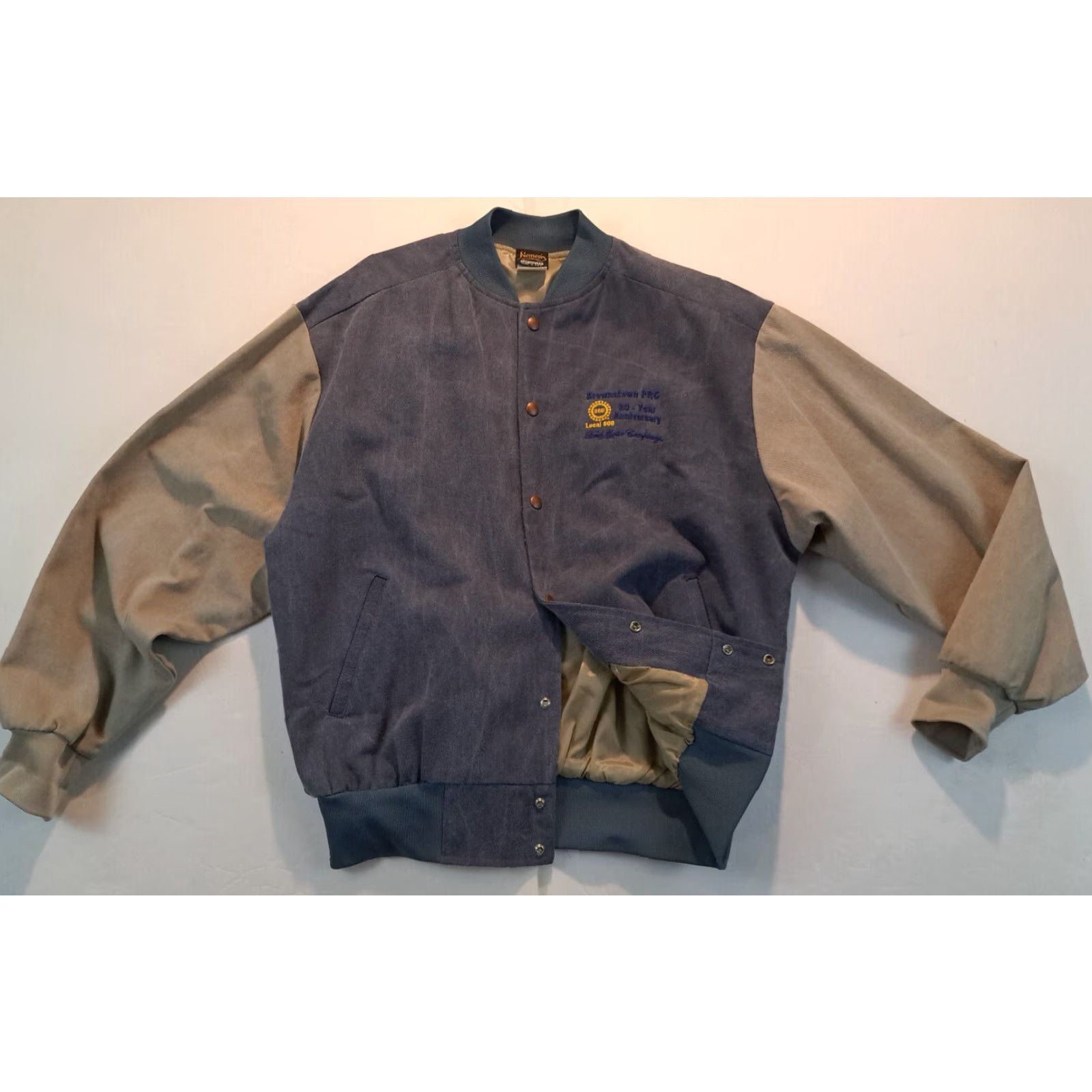 Ford Ford Motor Co. 30 YR Anniversary Full Button Bomber Jacket Men L Blue United States Union Made UAW Local 600 Nemesis USA Size US L / EU 52-54 / 3 - 3 Thumbnail