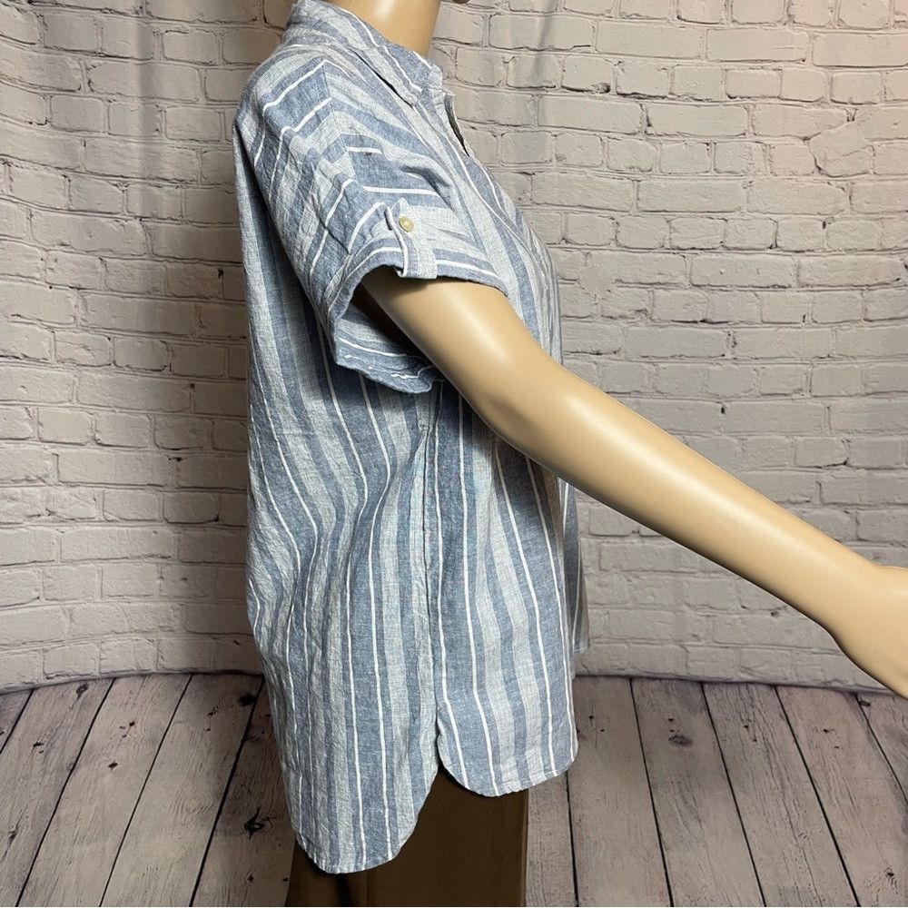 Other NWT New Sigrid Olsen Striped Linen Blend Blue Shirt Size S Size S / US 4 / IT 40 - 4 Thumbnail