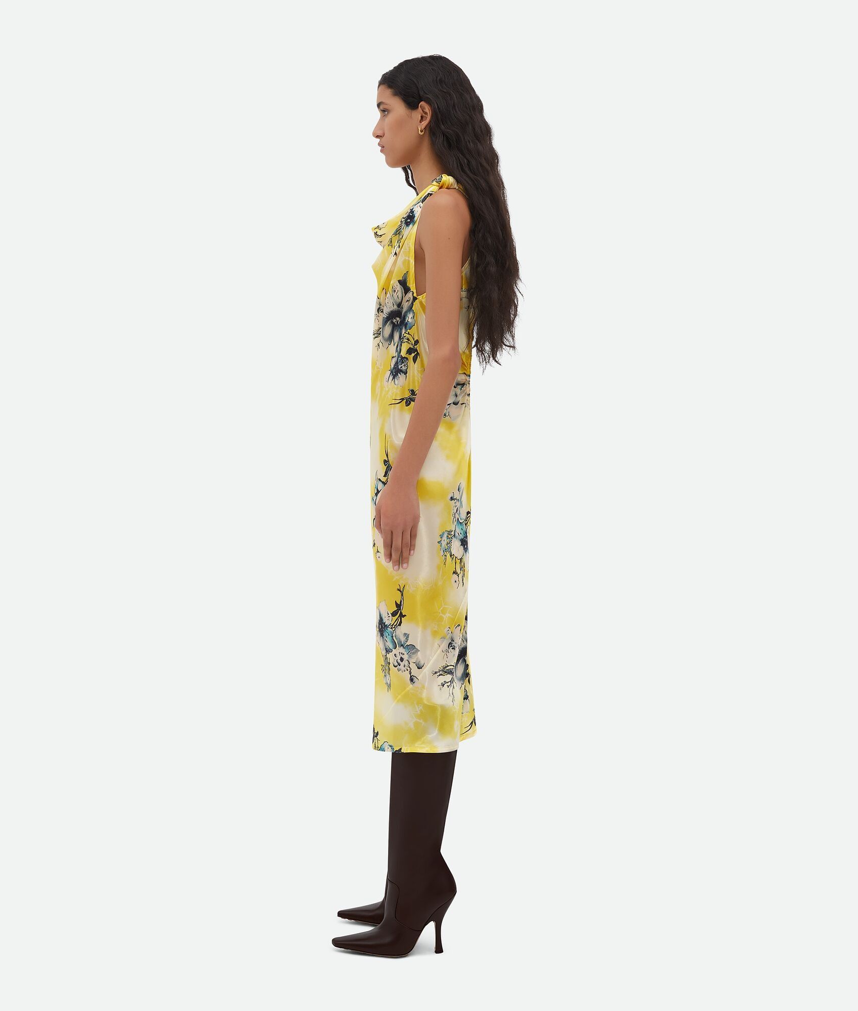 Bottega Veneta o1n1vont0325 Floral Cupro Midi Dress in Multicolor Size S / US 4 / IT 40 - 2 Thumbnail