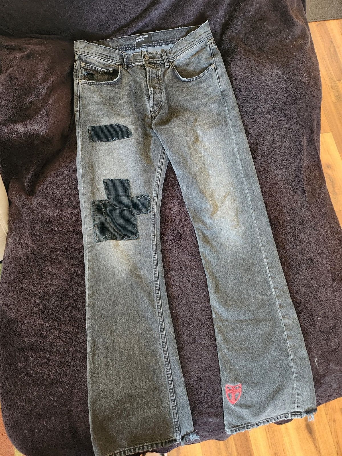 ERD パッチ加工 damage flared jeans ENFANTS RICHES DÉPRIMÉS | THRASHED FLARE JEANS