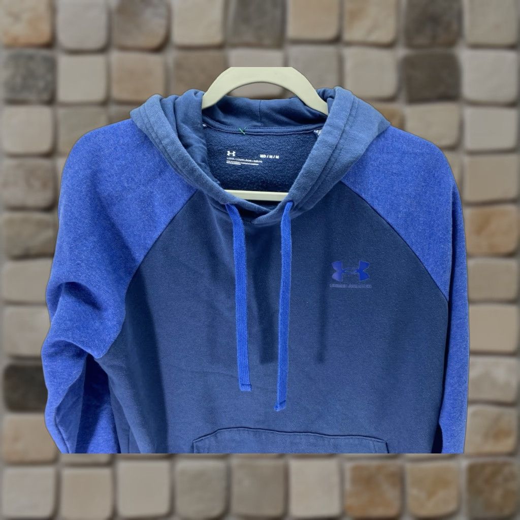Under Armour Under Armour Hoodie Men Medium Blue Cotton Long Sleeve Pullover Sweatshirt Size US M / EU 48-50 / 2 - 1 Thumbnail