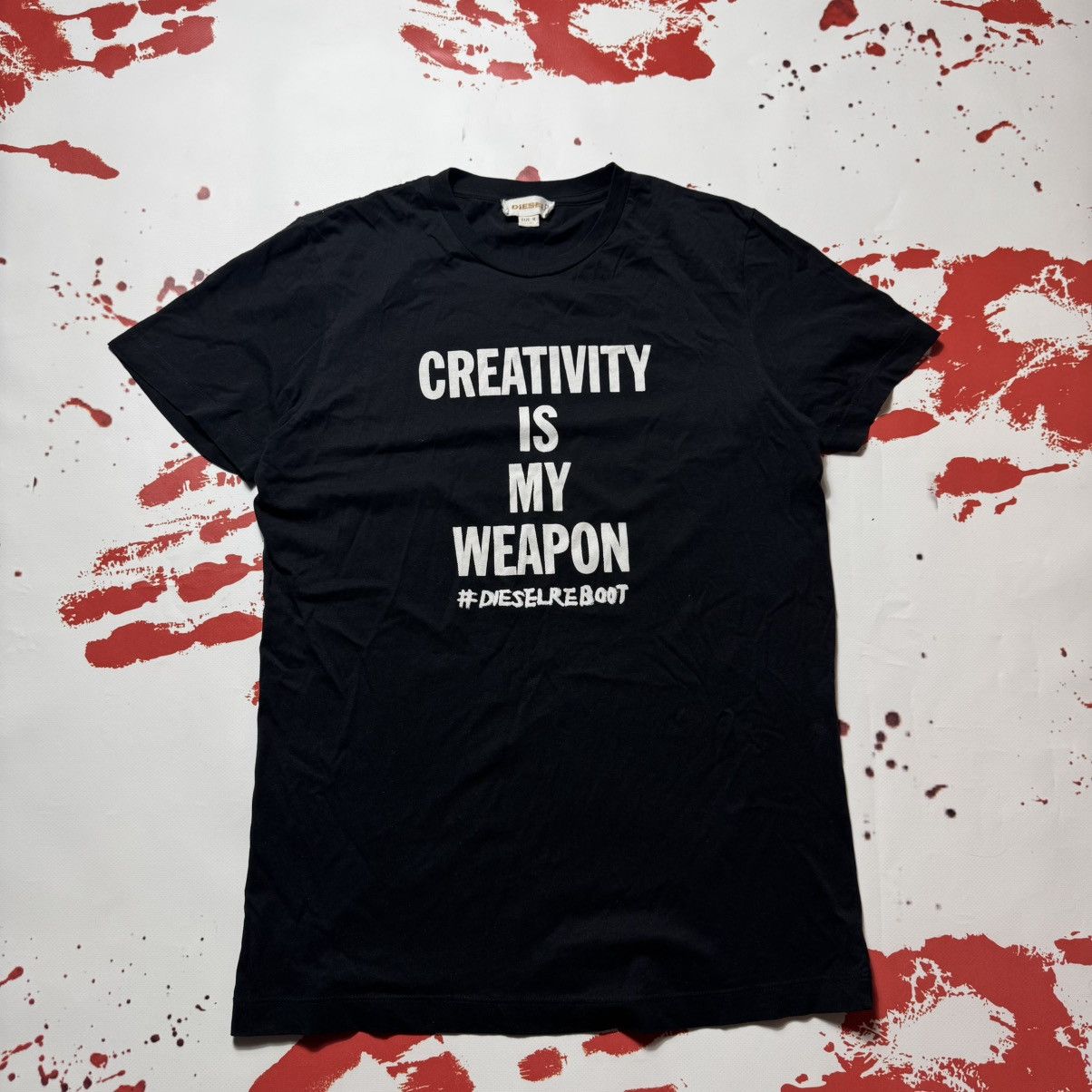 Diesel vintage 90s creativity is my weapon diesel t shirt Size US M / EU 48-50 / 2 - 1 Thumbnail