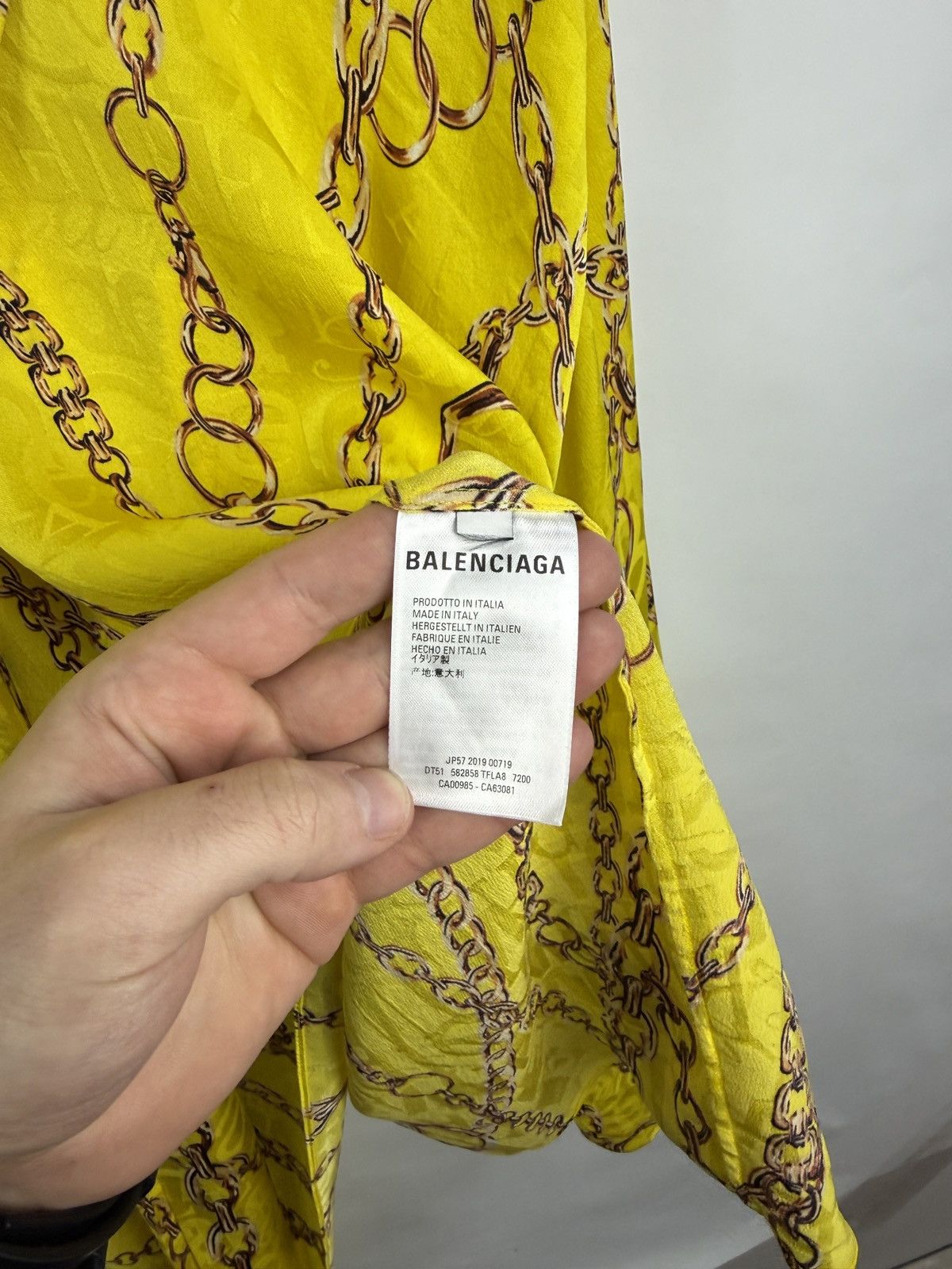 Balenciaga 🇮🇹 SS19 Balenciaga Chain Print Silk Blouse Baroque Style Size ONE SIZE - 17 Thumbnail