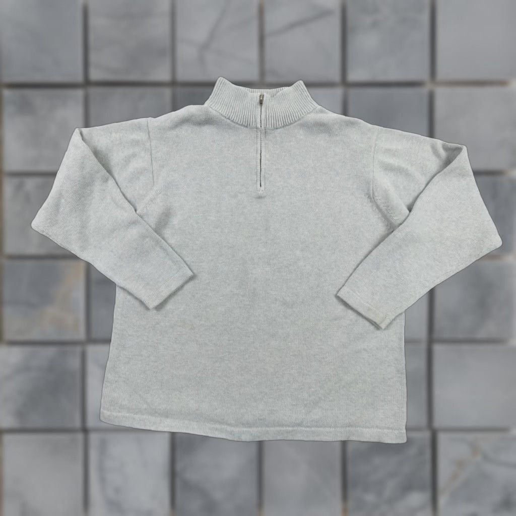 Vintage LL Bean Men’s 1/4 Zip Pullover Sweater Knit Cotton Gray Large Regular Mock Neck Knitwear, Outdoor Style, Adult Mens M- L Size US L / EU 52-54 / 3 - 1 Thumbnail