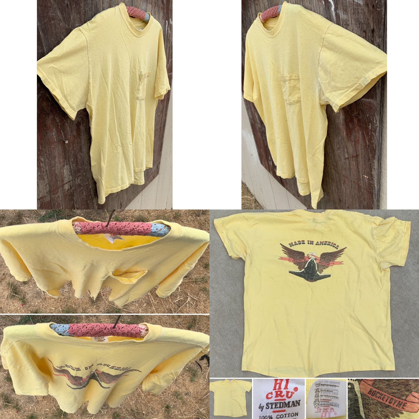 Vintage VINTAGE Stedman Graphic T-Shirt Pocket Tee USA Charles Rocketdyne Yellow XL Mens Size US XL / EU 56 / 4 - 8 Thumbnail
