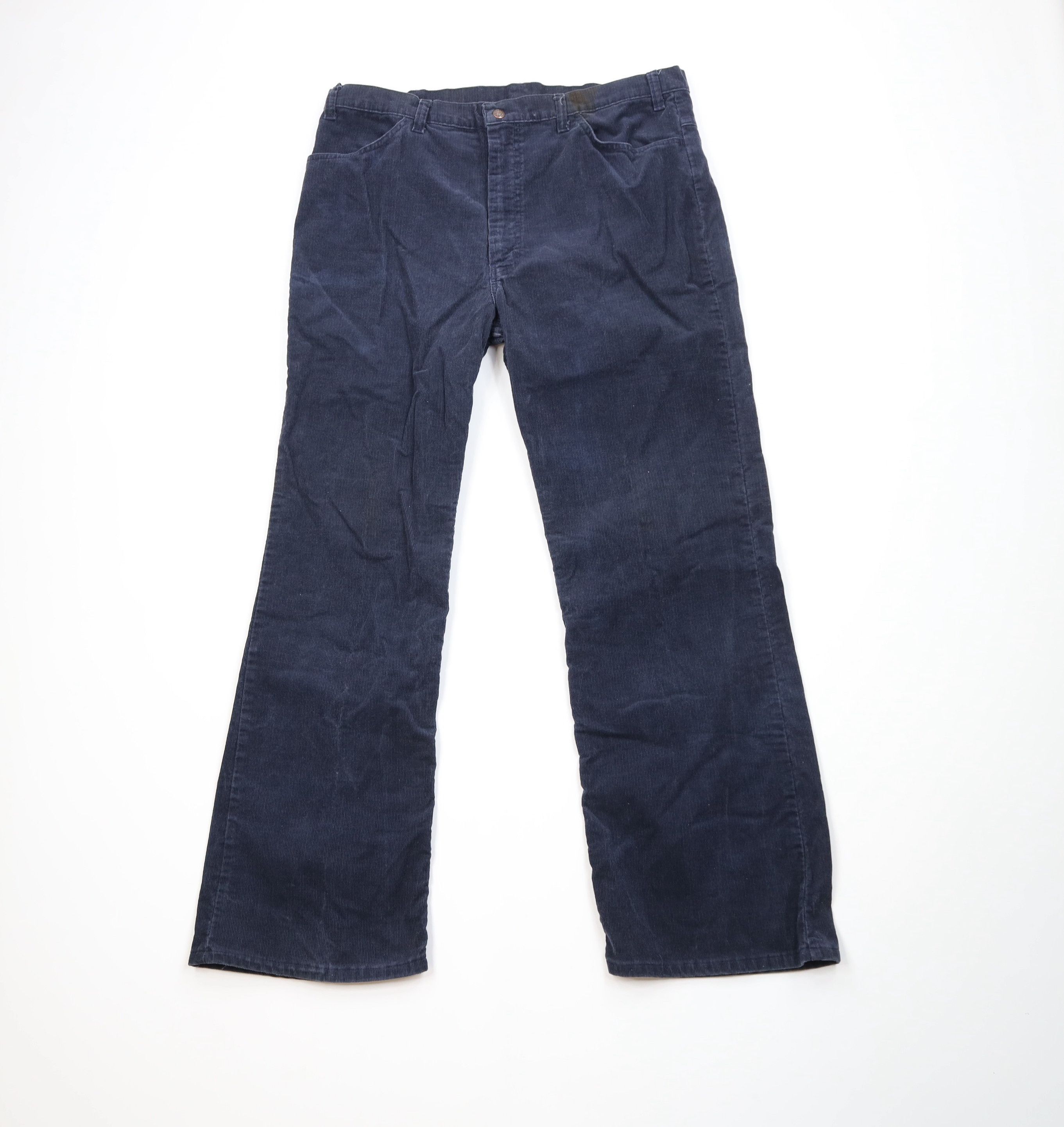 Vintage Vintage 70s Streetwear Corduroy Bell Bottoms Pants Blue USA Size US 38 / EU 54 - 1 Thumbnail
