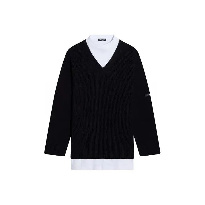 Balenciaga Layered Black V-Neck Sweater