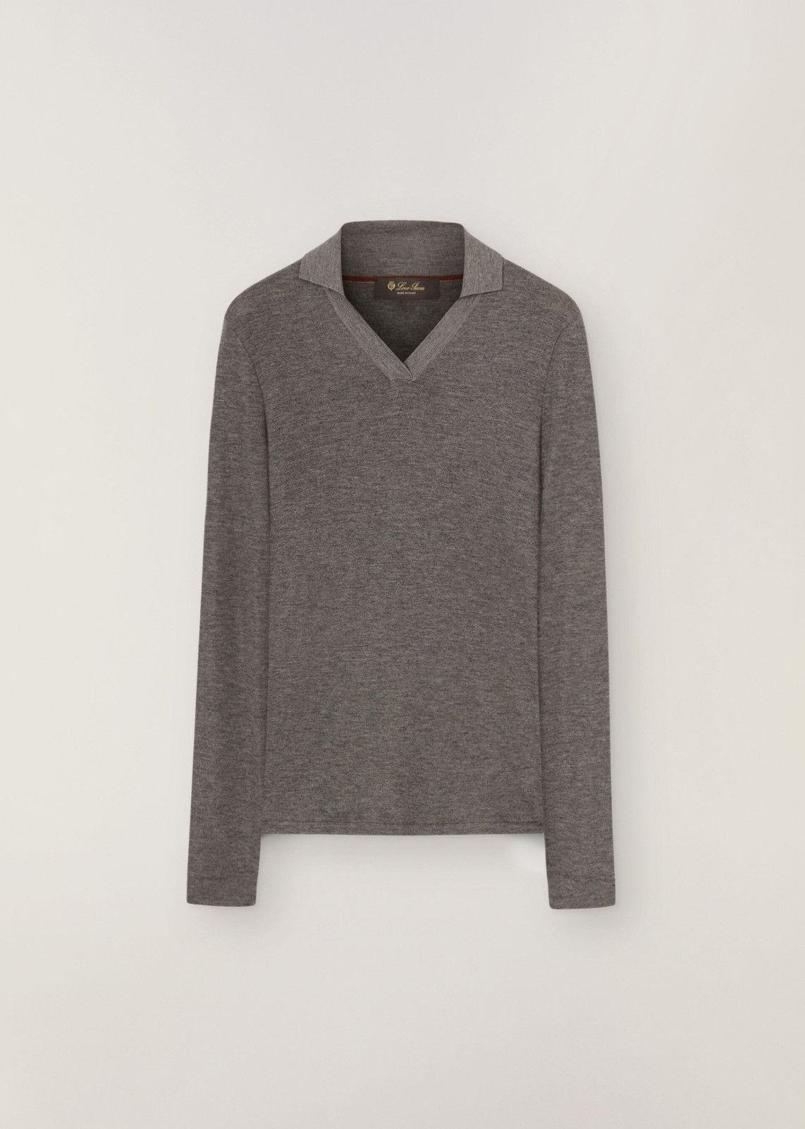 image of Loro Piana O1Loc1C0224 Cashmere Silk Buttonless Polo Shirt In Grey, Women's (Size XL)