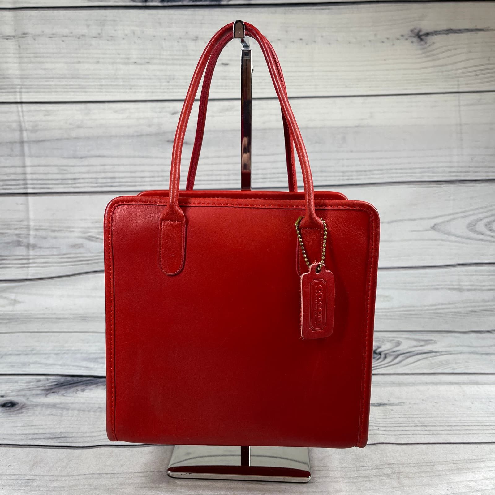 image of Coach Vintage Red Small Shopper Tote No. 9685, Women's