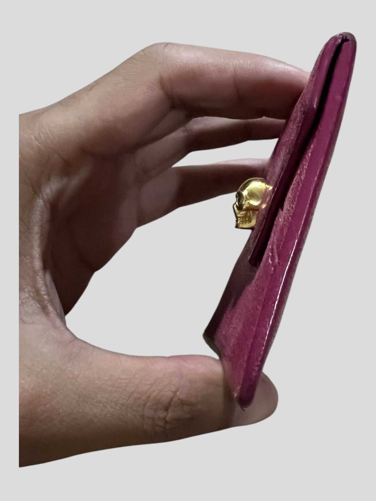 Alexander McQueen McQueen Skull Studded Magenta Leather Envelope Card Holder Size ONE SIZE - 6 Thumbnail