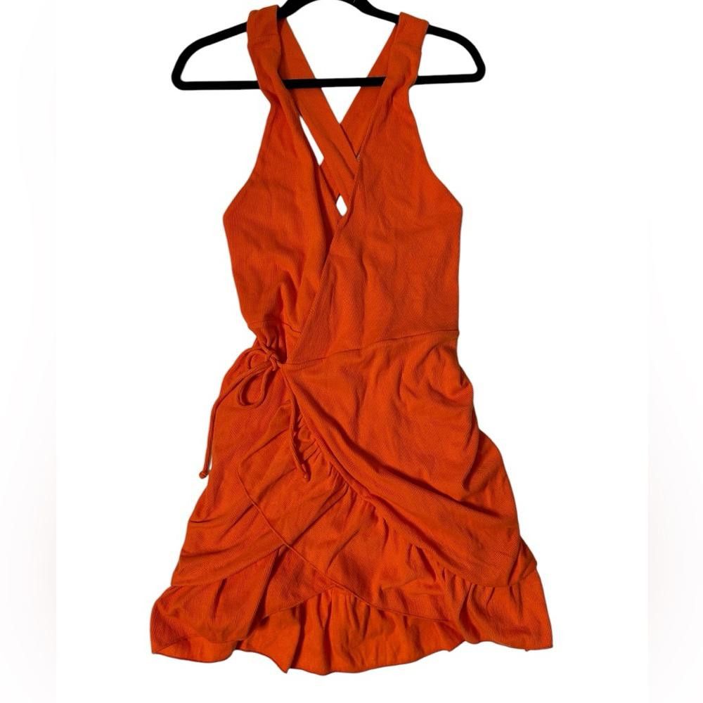 Chase Authentics Chaser l NWT Westside Ribbed Wrap Dress Orange Small Size S / US 4 / IT 40 - 3 Thumbnail