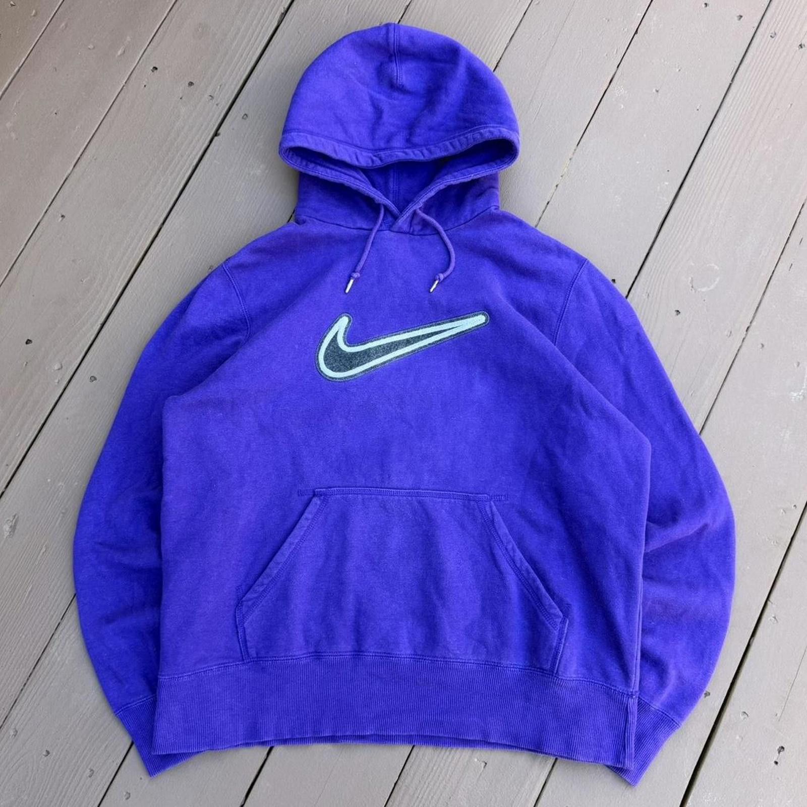 Nike Vintage Y2K Nike Chenille Embroidered Swoosh Purple Hoodie Size US L / EU 52-54 / 3 - 1 Thumbnail