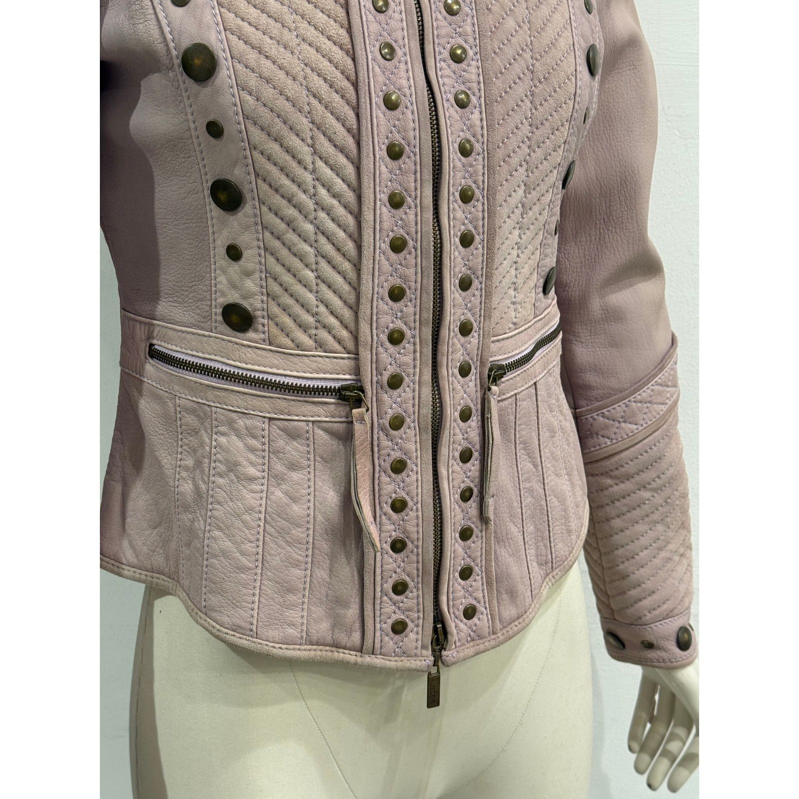 Roberto Cavalli 2000s Cavalli napoleon studded suede moto jacket Size M / US 6-8 / IT 42-44 - 4 Thumbnail