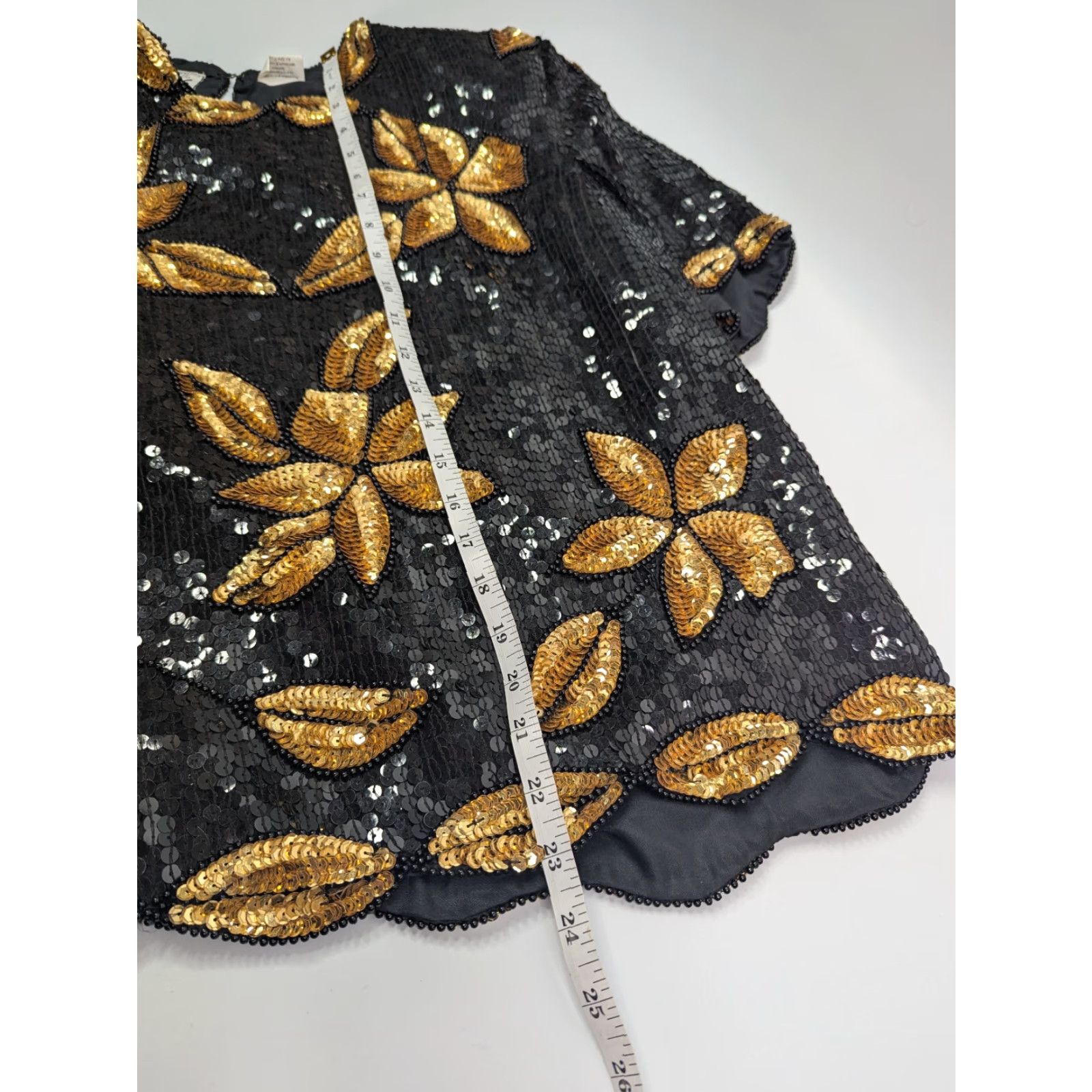 Vintage VINTAGE Stenay Blouse Silk Gold Floral Beaded Sequined Short Sleeve Pullover Women Small Glam Size S / US 4 / IT 40 - 5 Thumbnail