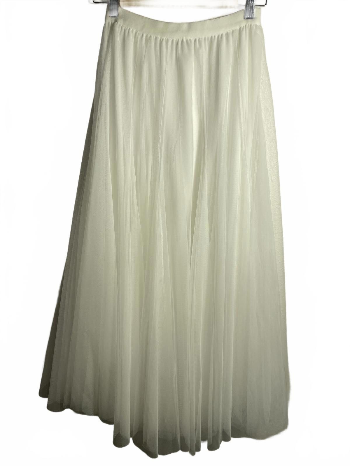 Unknown London Tulle Maxi Skirt Women's Size Small White Pleated Whimsy Size 28" / US 6 / IT 42 - 1 Thumbnail