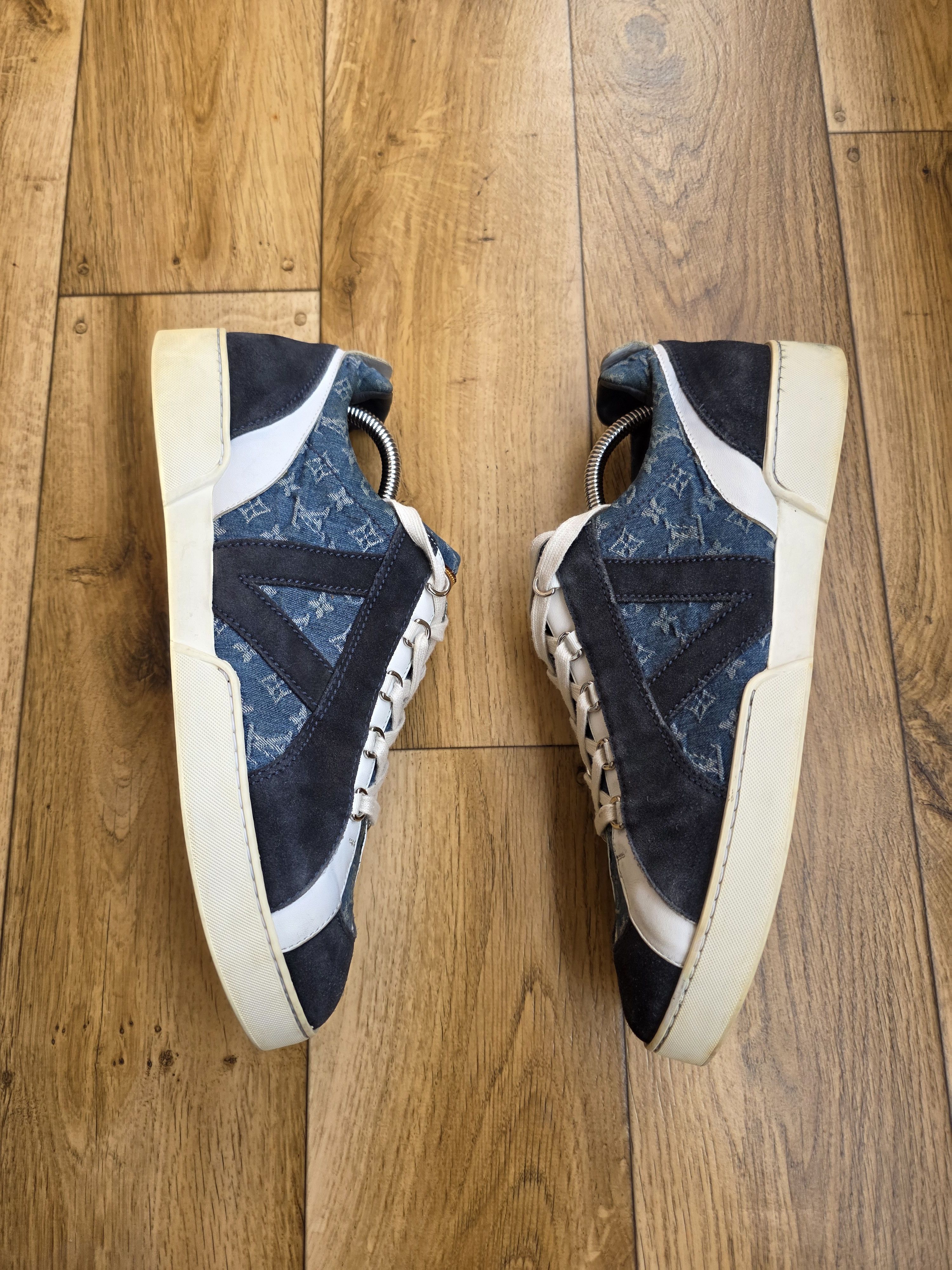 Louis Vuitton Louis Vuitton Blue Monogram Denim and Suede Sneakers Size US 11 / EU 44 - 4 Thumbnail