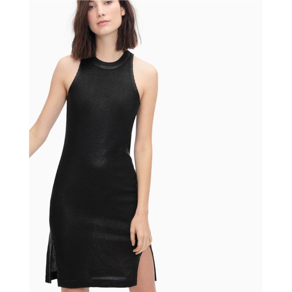 Splendid NWT New $138 Splendid Astor Metallic Coated Knit Dress Blac Size M / US 6-8 / IT 42-44 - 4 Thumbnail