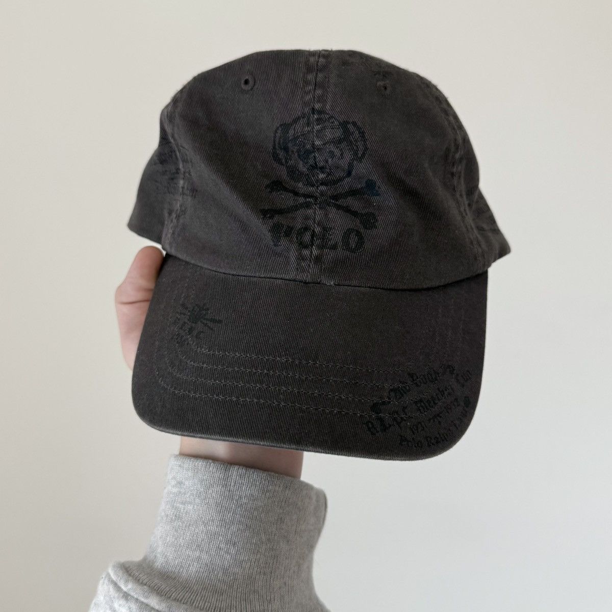 Polo Ralph Lauren Vtg Polo Ralph Lauren Faded Bear Crossbones Stenciled Hat Size ONE SIZE - 4 Thumbnail