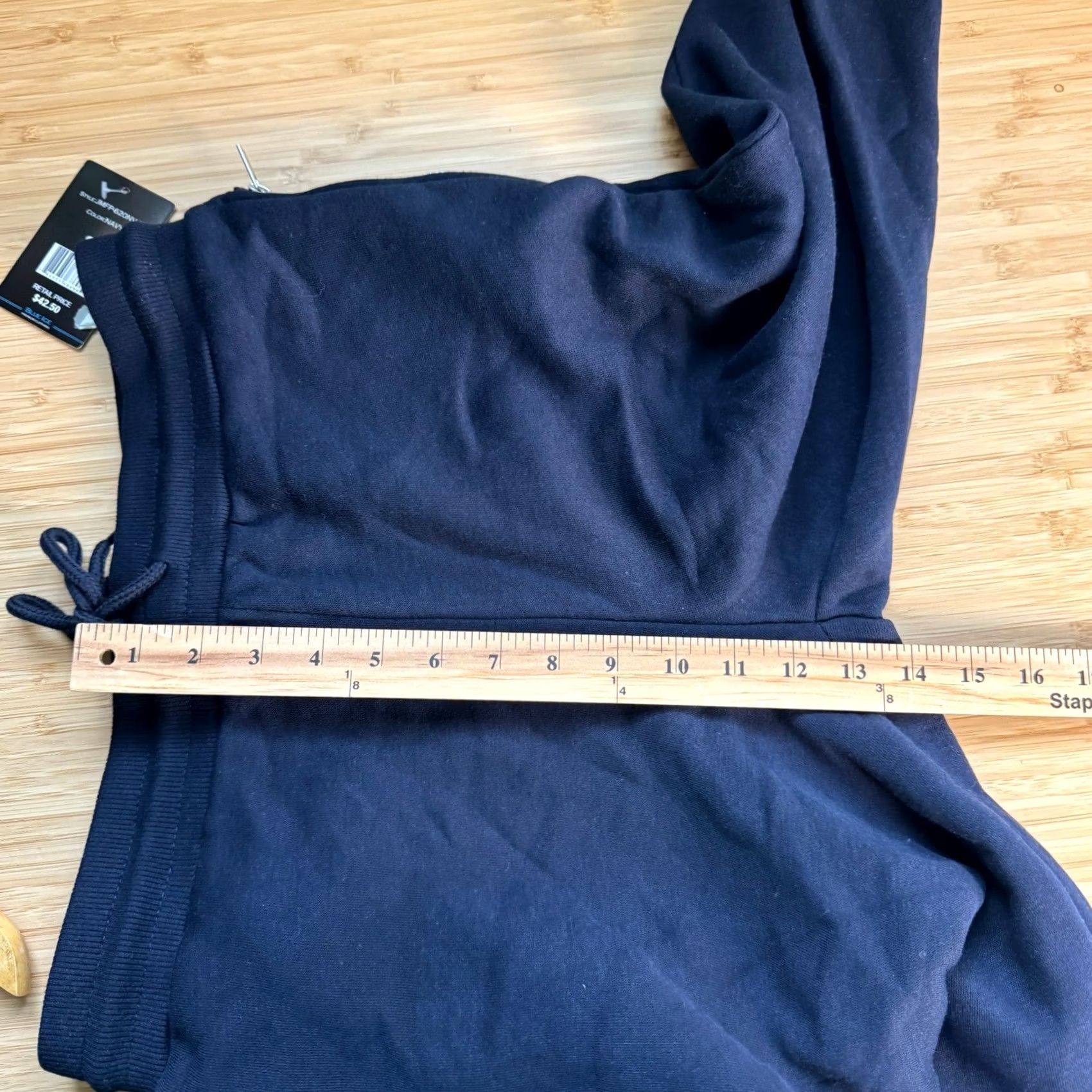 Vintage Blue Ice Mens Jogger Sweatpants Navy Fleece Pockets Zippered Drawstring Elastic Waist Regular Size S NWT Size US 29 - 7 Thumbnail