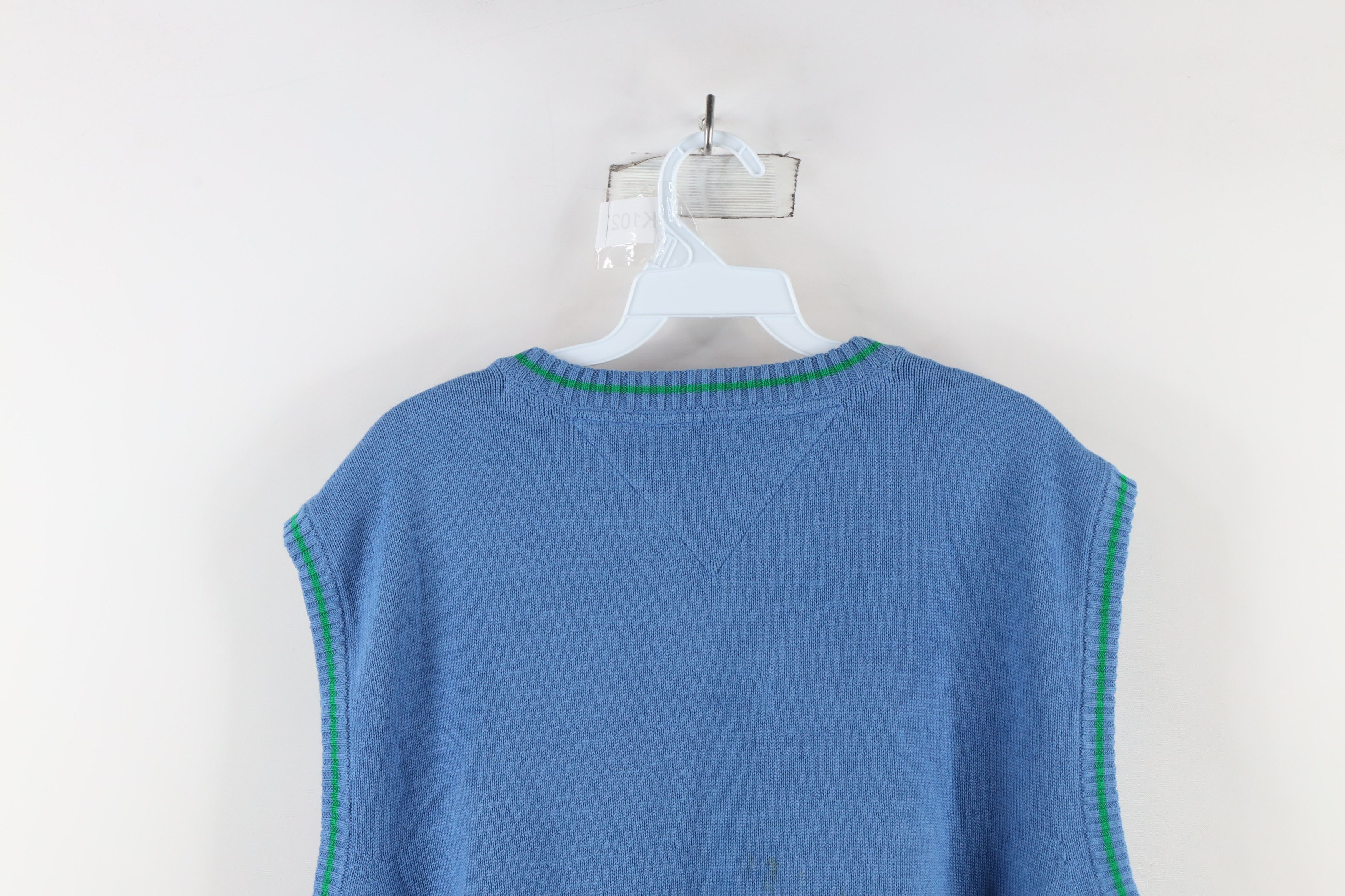 Tommy Hilfiger × Vintage Vintage 90s Tommy Hilfiger Cotton Knit V-Neck Sweater Vest Size US XL / EU 56 / 4 - 11 Thumbnail