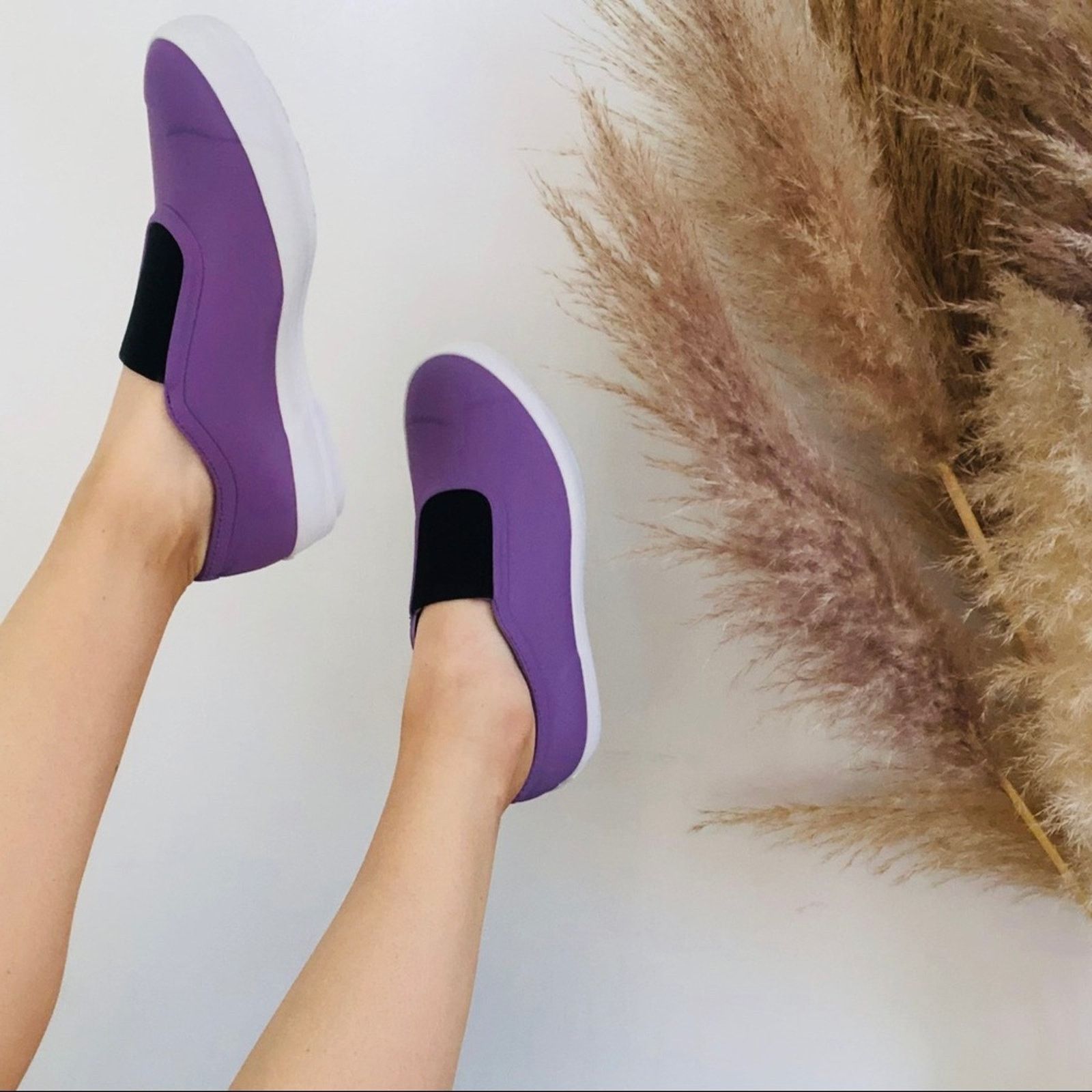 Hunter NEW HUNTER Purple White Slip On Rubber Sneaker Flats Shoes Size US 9 / IT 39 - 4 Thumbnail
