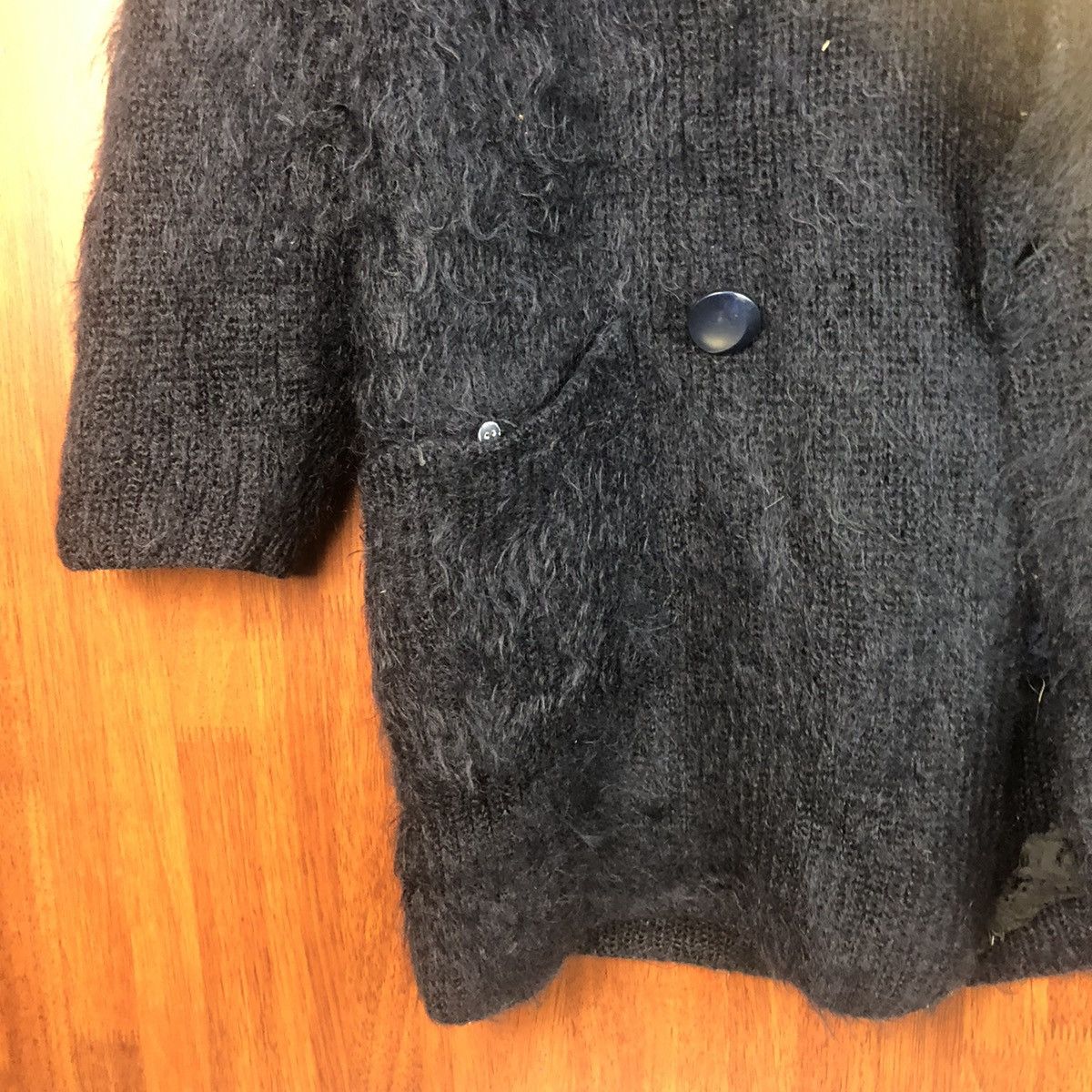 Vintage Blanct Dark Blue Shag Shaggy Fur Mohair Cardigan #7408 Size US XL / EU 56 / 4 - 8 Thumbnail