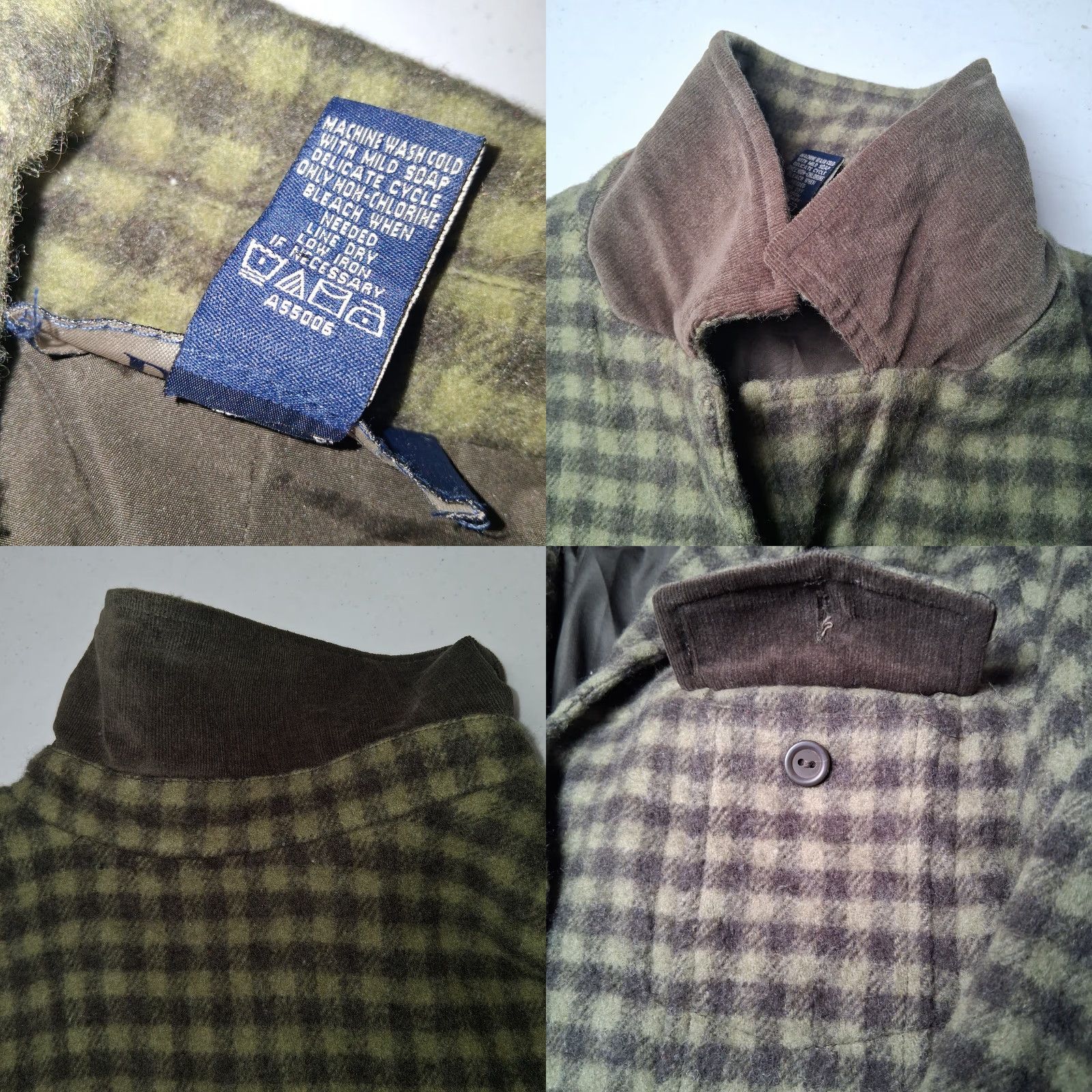 Denim & Co. VINTAGE Denim & Co Shirt Jacket Women S Green Plaid Wool Blend Button Up Size S / US 4 / IT 40 - 9 Thumbnail