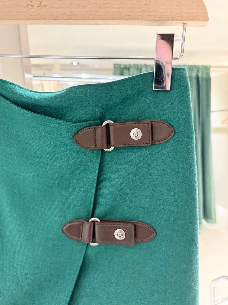Loro Piana LORO PIANA sizeS Ms.Green skirt linen mixed with first cut Size 24" / US 00 / IT 34 - 3 Thumbnail