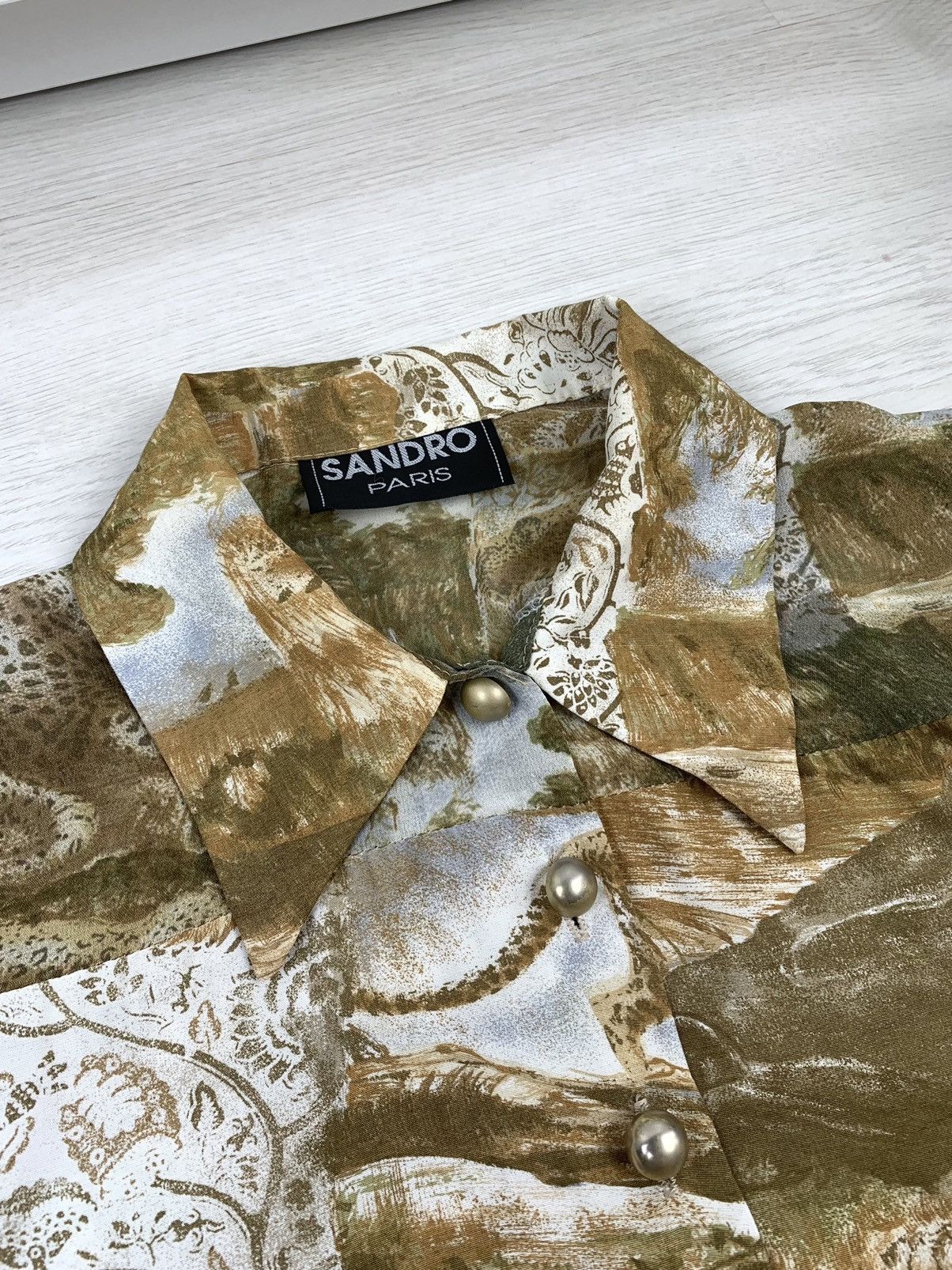 Sandro Sandro Paris Vintage 80s Women’s Blouse Shirt Size L / US 10 / IT 46 - 4 Thumbnail