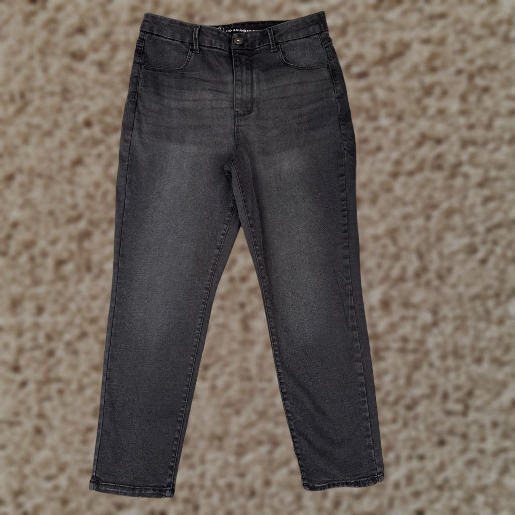 Vintage No Boundaries Jeans Womens Skinny Stretch Denim 31x26 15 Juniors Black Gray 90s Slim Pockets Zip Size 36" / US 14 / IT 50 - 1 Thumbnail