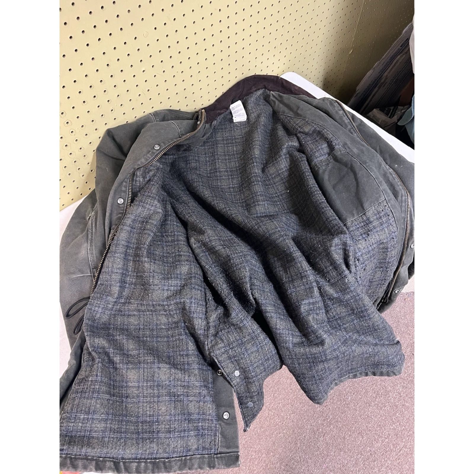 Carhartt VTG Carhartt Coat MOS Blanket Lined Barn Chore 2XL TALL Olive Corduroy Heavy Canvas Cotton Green Zip Snap Workwear Overcoat 90s Mens Carhartt C52 2XLT Size US XXL / EU 58 / 5 - 4 Thumbnail