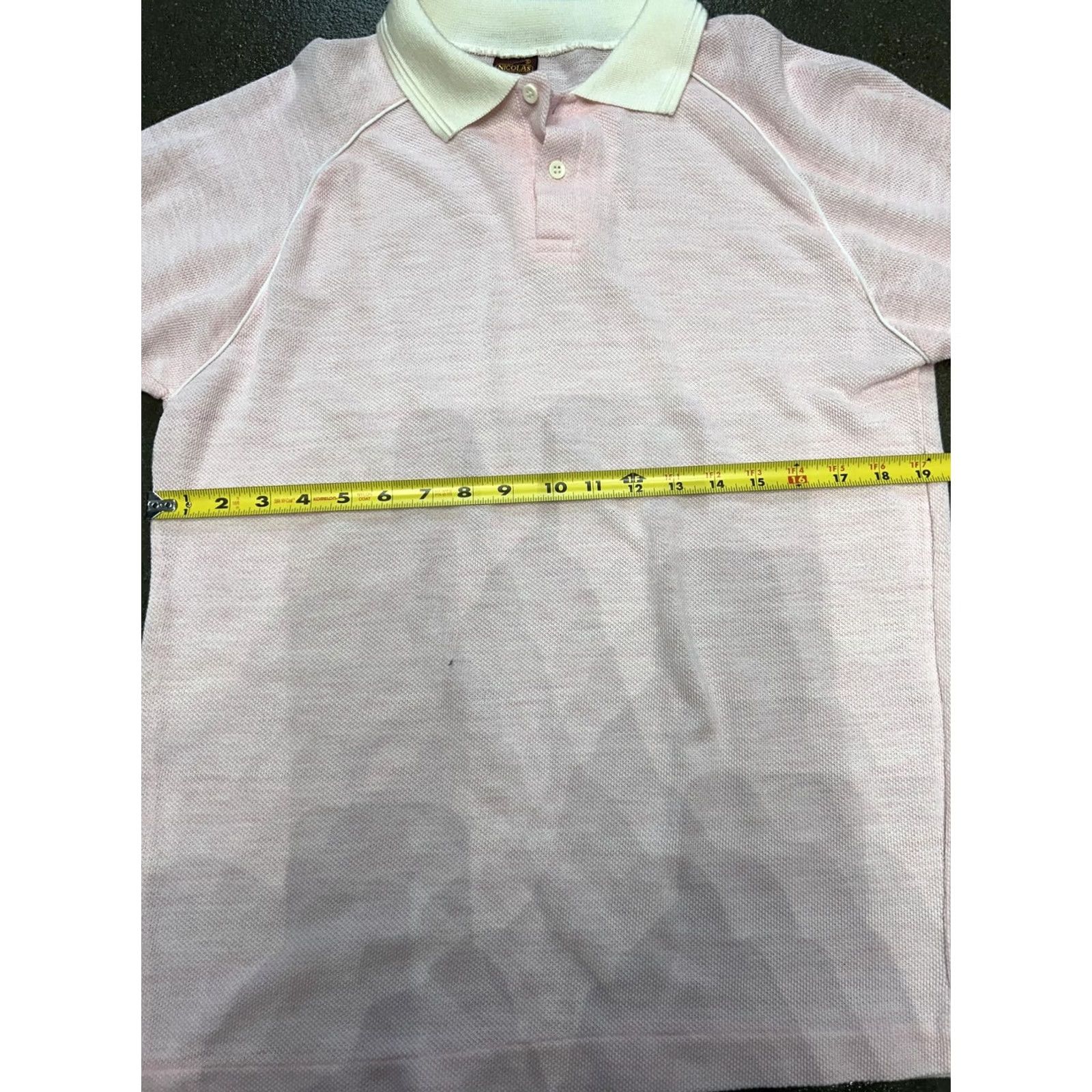 NICHOLAS VINTAGE Nicolas Polo Shirt Mens 38 Pink Knit Contrast Collar Short Sleeve 80s Size US M / EU 48-50 / 2 - 5 Thumbnail