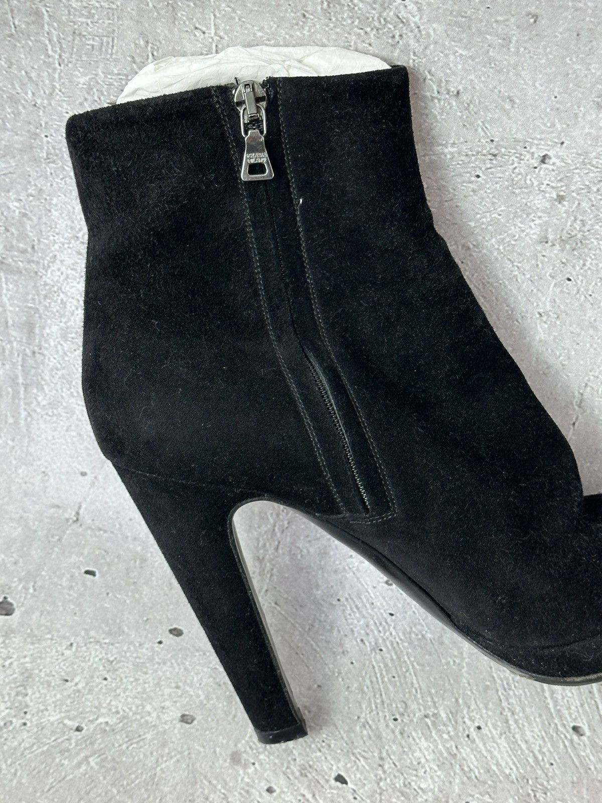 Prada Prada Black Suede High Heel Zip Made in Italy Ankle Booties Size US 7 / IT 37 - 17 Thumbnail
