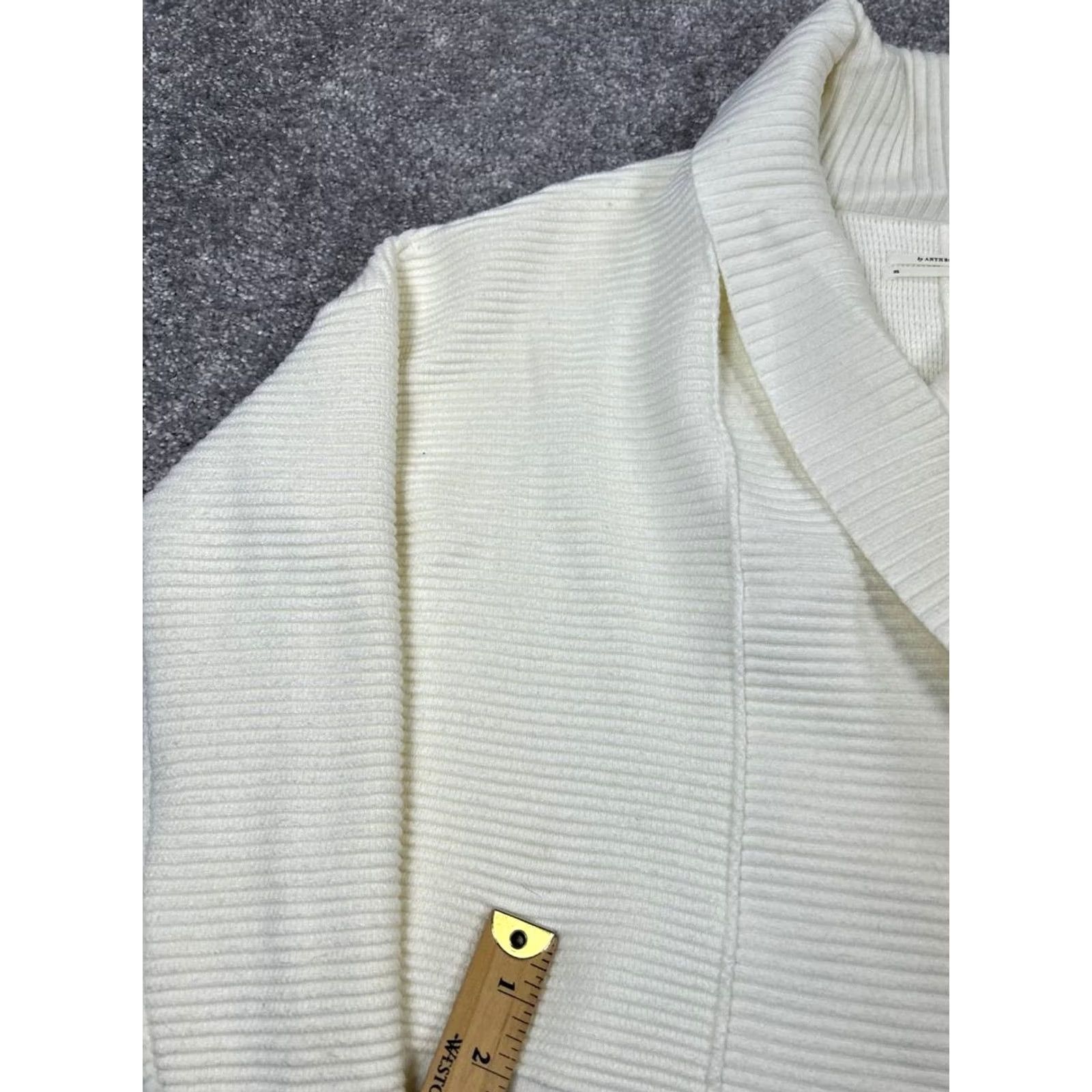 Anthropologie Anthropologie Sweater Womens XS Ivory Knit Open Front Cardigan Size XS / US 0-2 / IT 36-38 - 5 Thumbnail