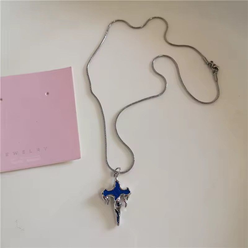 Other Silver Cross Necklace with Blue Cross Size ONE SIZE - 1 Thumbnail
