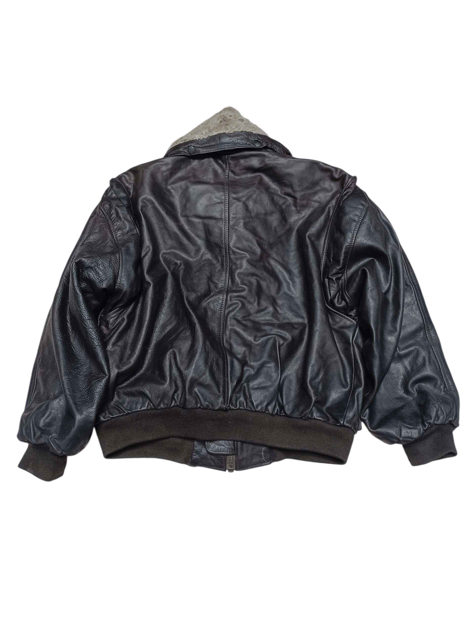 Leather VINTAGE FIRE 90S BOMBER PILOT LEATHER FAUX FUR JACKET Size US M / EU 48-50 / 2 - 3 Thumbnail
