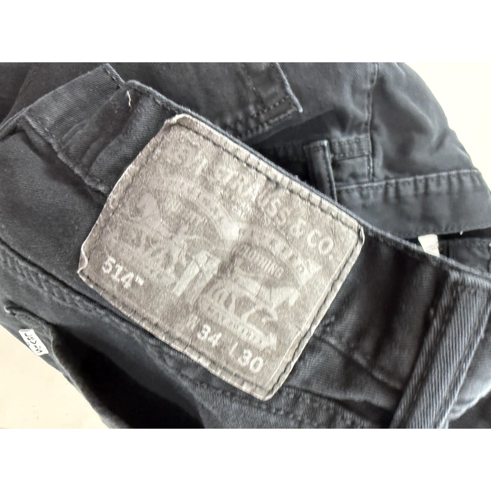 Levi's Levi's 514 Jeans Mens 32x28 Black Denim Straight Leg Adjustable Waist Strap Size US 32 / EU 48 - 5 Thumbnail