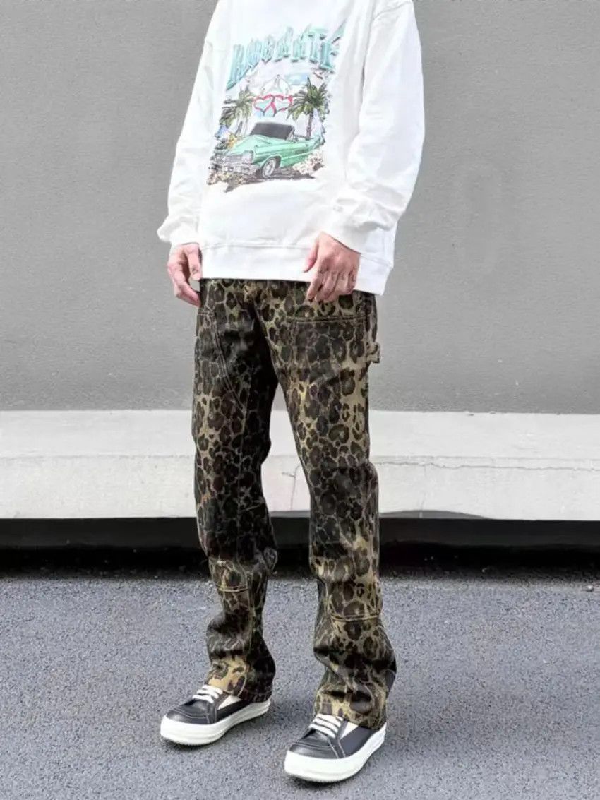 Designer × Japanese Brand Washed leopard print casual vintage denim pants Size US 34 / EU 50 - 3 Thumbnail