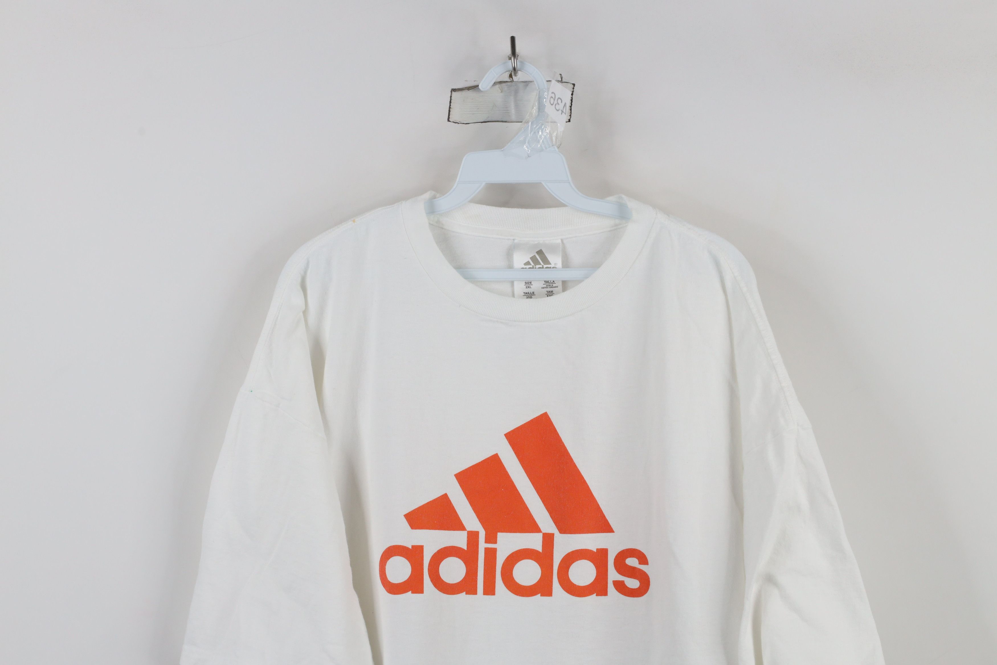 Adidas × Vintage Vintage 90s Adidas Spell Big Logo Short Sleeve T-Shirt White Size US XXL / EU 58 / 5 - 2 Thumbnail
