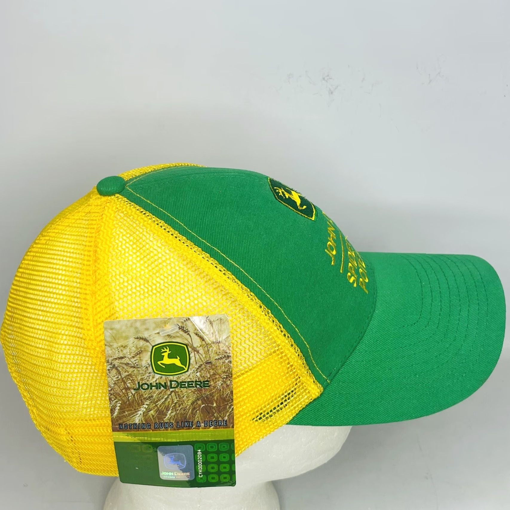 John Deere NWT John Deere Trucker Hat Spider Webb Adjustable Adult Size Green Yellow Size ONE SIZE - 6 Thumbnail
