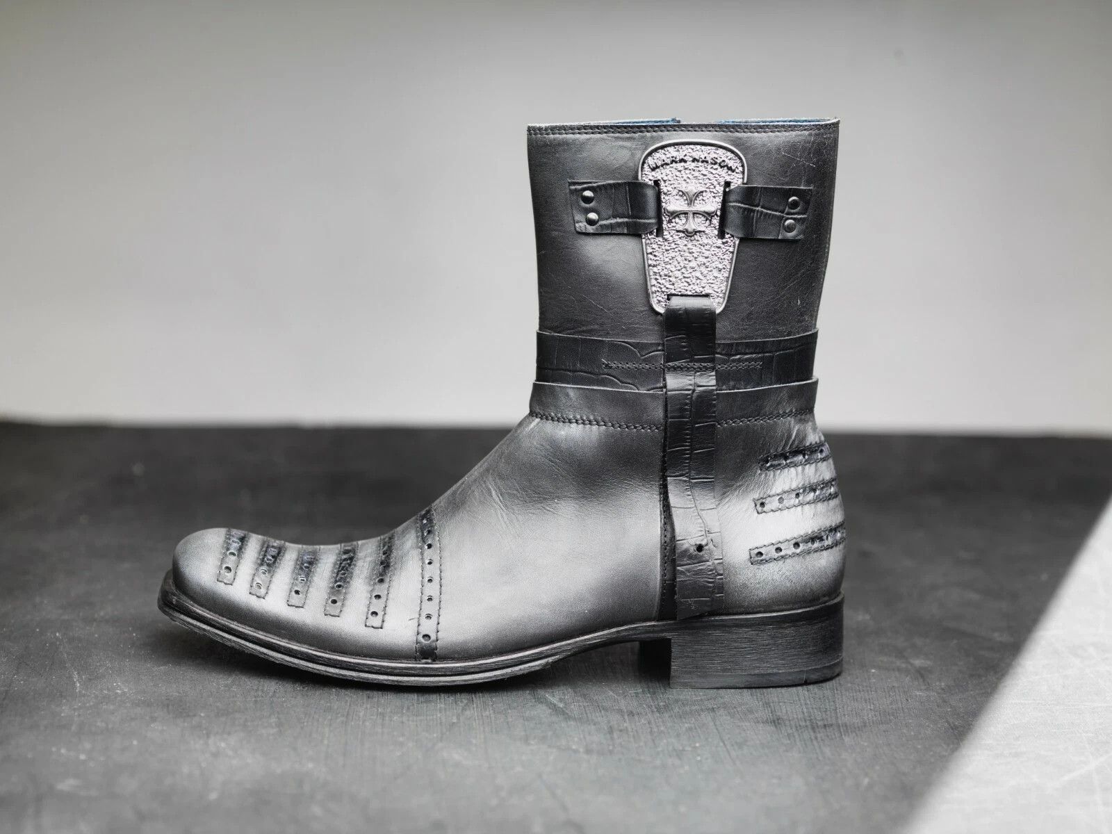 Mark Nason NEW! Mark Nason LELAND Dragon Rock Boots Distressed Gray Size US 8.5 / EU 41-42 - 3 Thumbnail