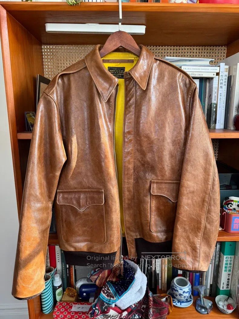 The Real McCoy's The Real McCoys Persimmon-dyed horseskin A2 jacket Size US XL / EU 56 / 4 - 1 Thumbnail