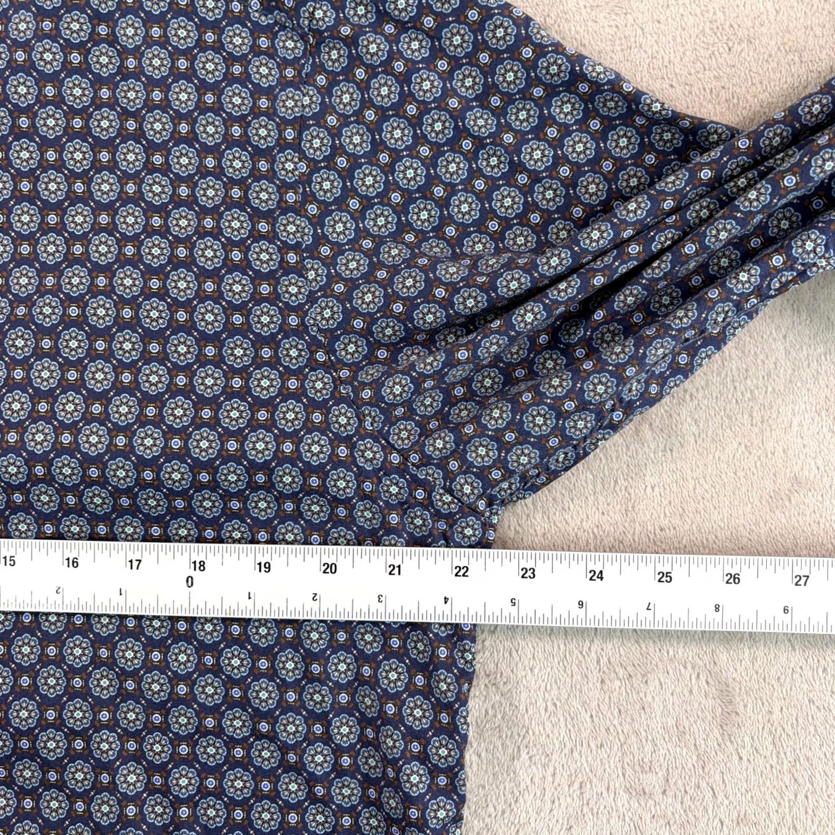 Eton ETON Dress Shirts Contemporary Men Large 41 16 Blue Floral Geometric Slim Fit Twill Shirt Size 42R - 5 Thumbnail